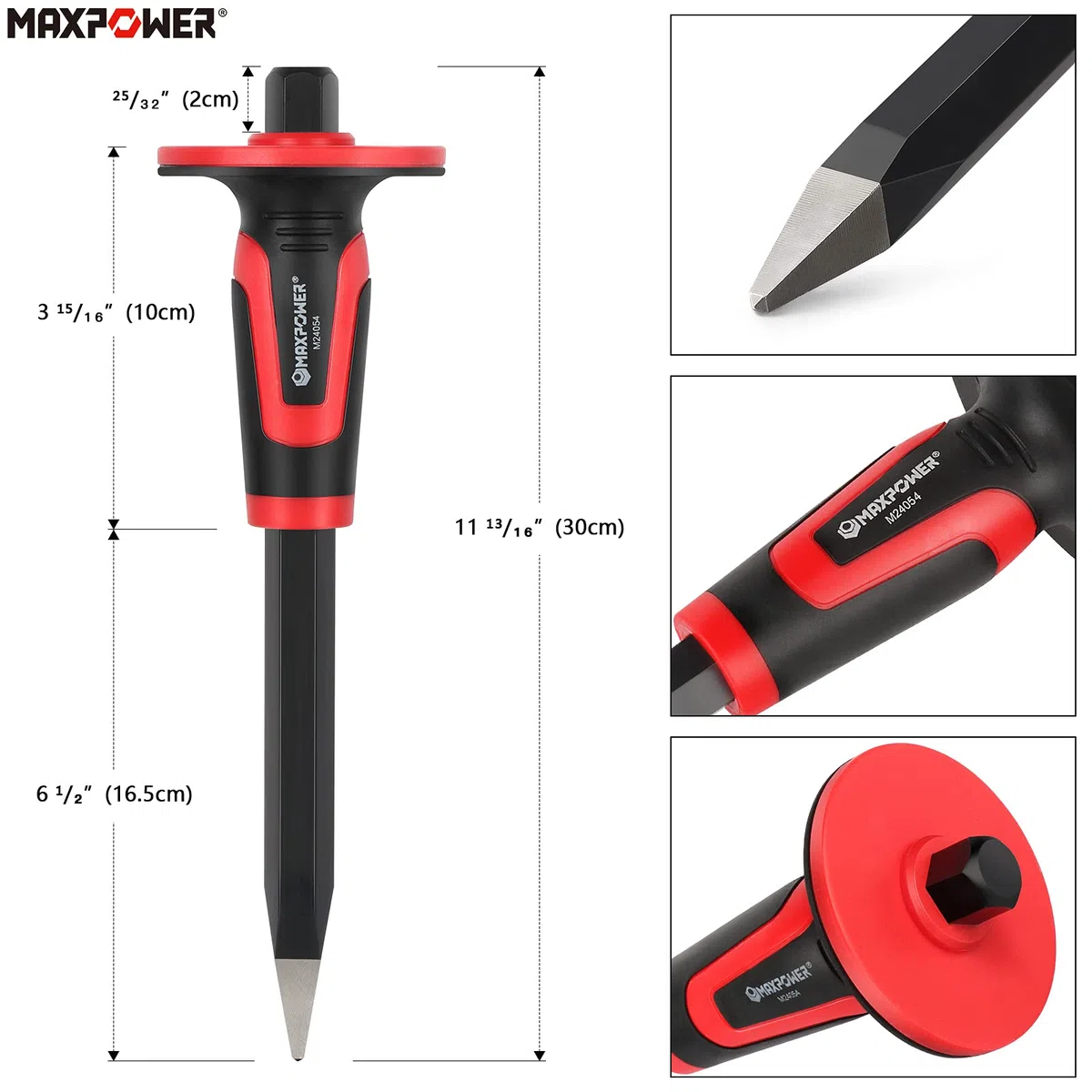 MAXPOWER Set di 3 Scalpelli: Piatto e Punta per Muratore e Piastrelle