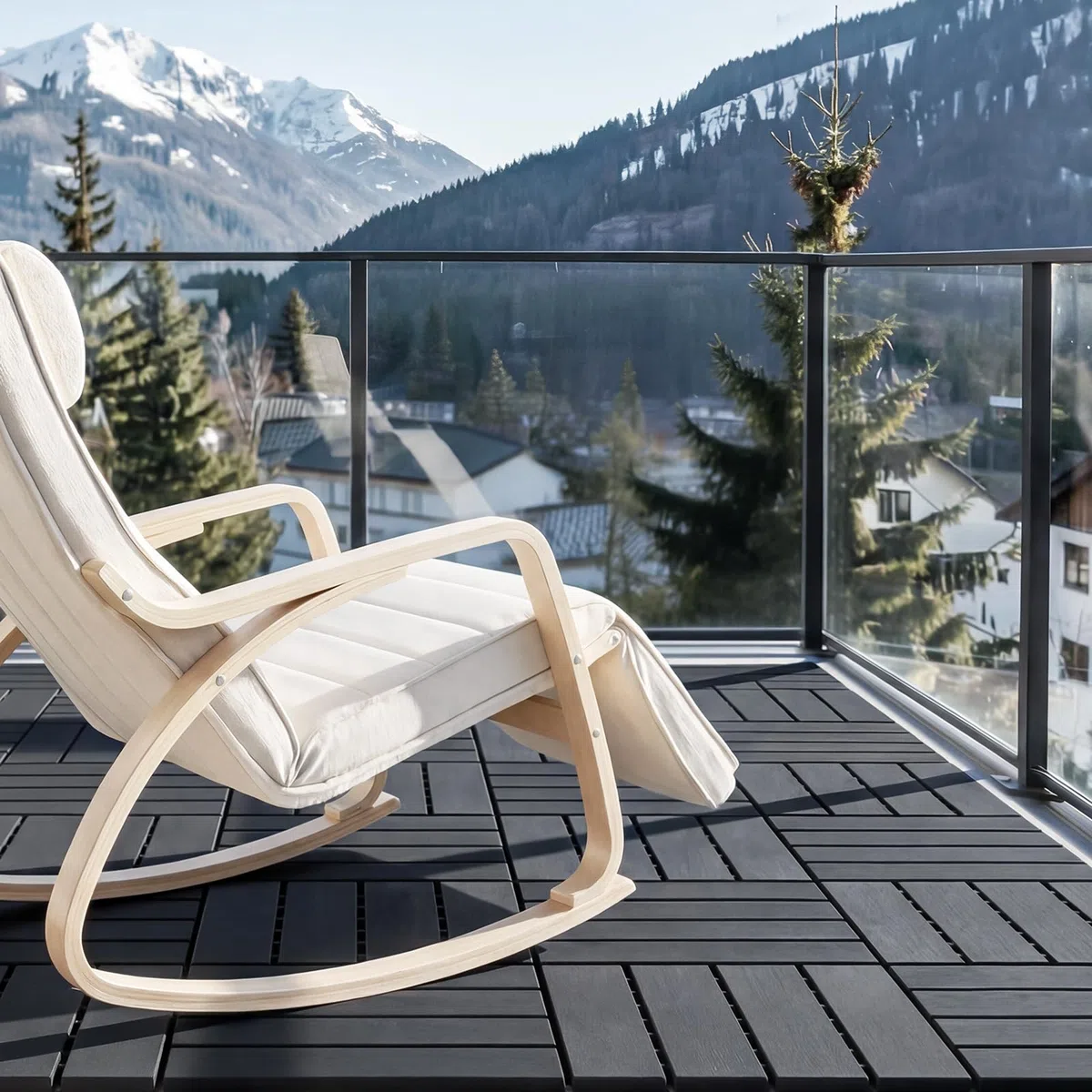 Sobuy Set da 45 Pezzi Piastrelle da Giardino, Pavimento per Esterno ad Incastro Mattonelle per Esterno Antiscivolo Impermeabile Piastrelle per Giardino e Balcone Grigio 30.5x30.5x2 cm SDA14-HGx3