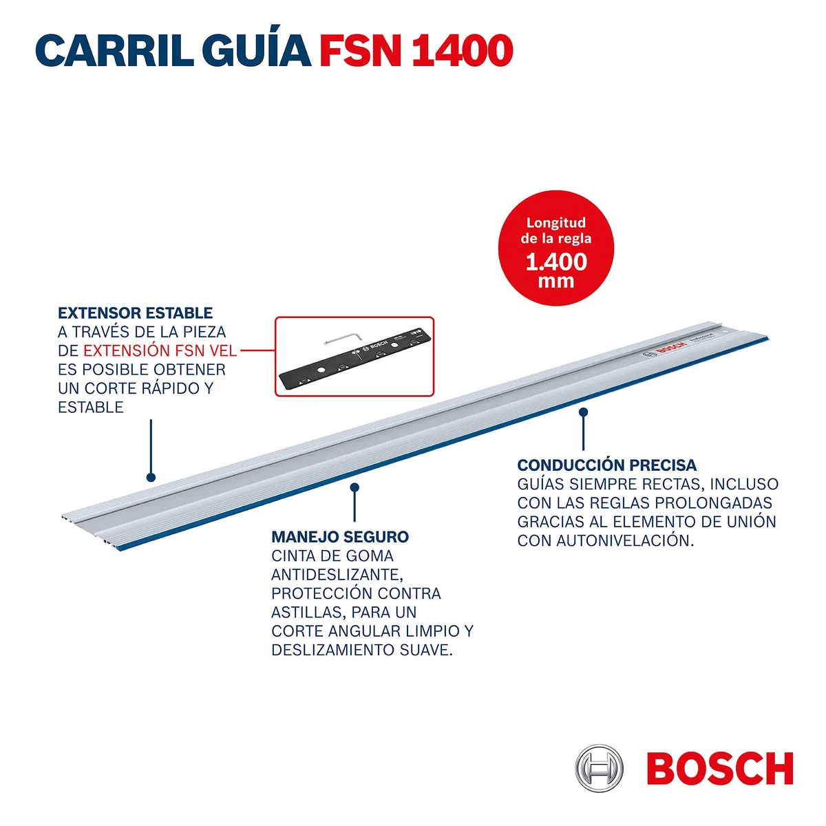 Bosch FSN - Guida per sega a immersione, 1400 mm