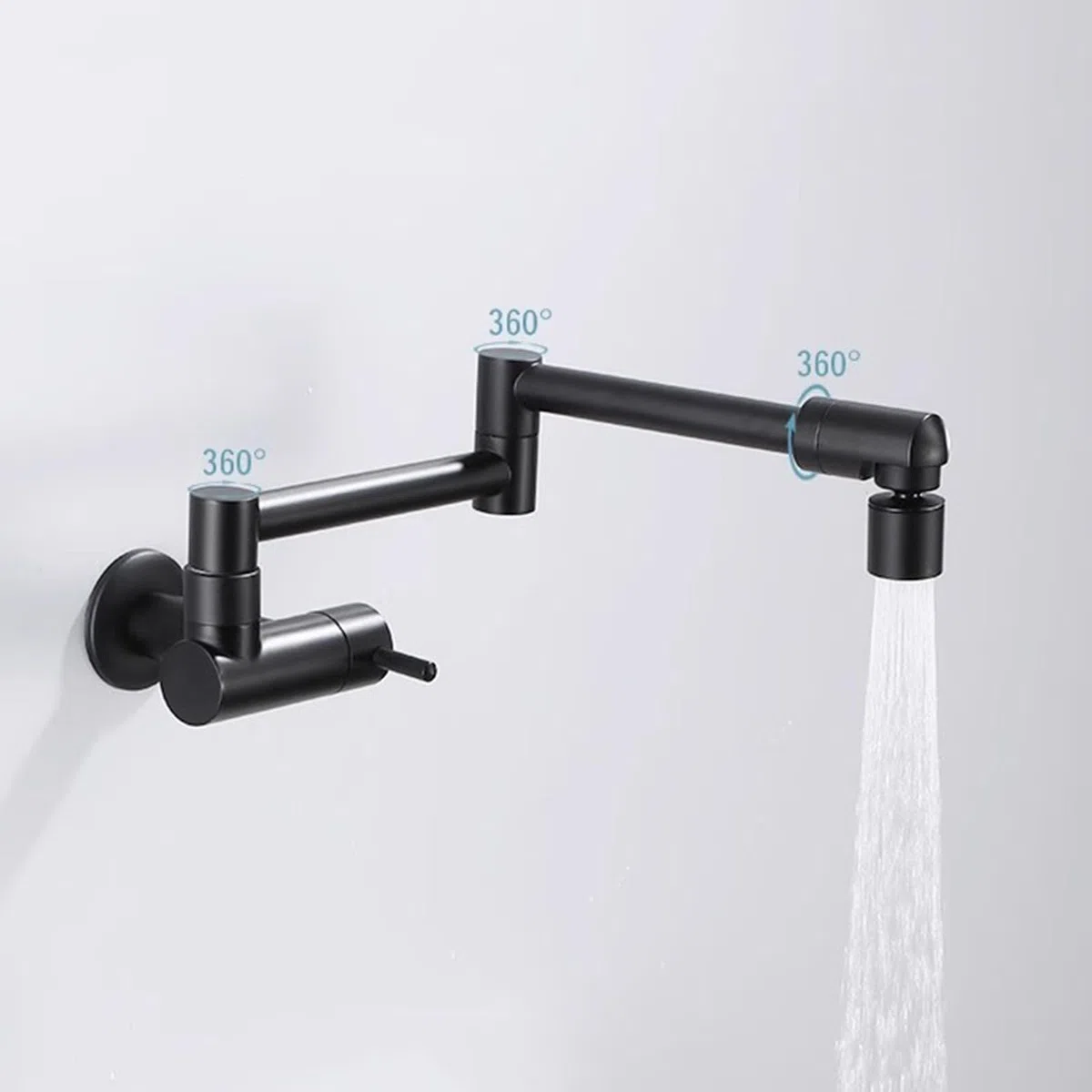 Rubinetto Cucina A Muro Ottone Rubinetto Lavello Cucina Pieghevole per Riempimento Pentole,Argento