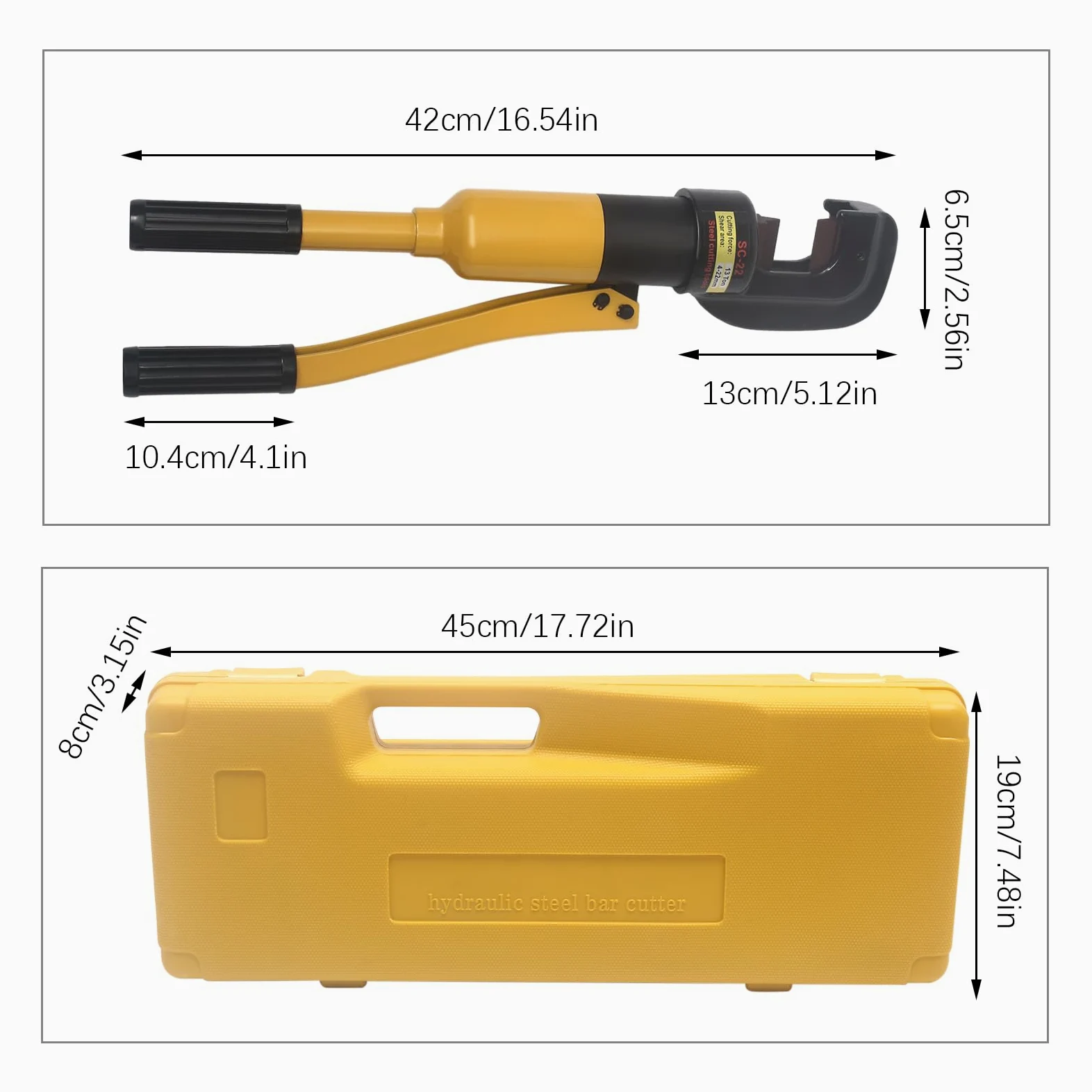 Taglierina idraulica per bulloni da 8 tonnellate, Taglierina idraulica industriale per armature, Taglierina per acciaio da costruzione per taglio di armature, Set portatile per taglio bulloni-lamiera