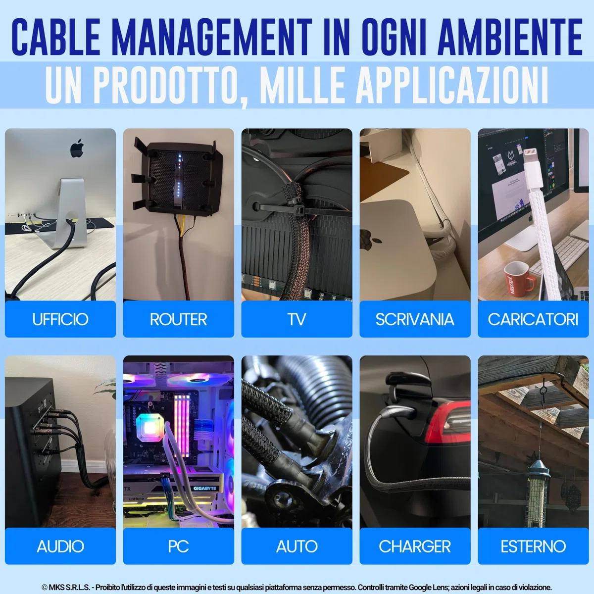 MarketConnect® Guaina Cavi Espandibile Ø 40mm, L 50mt • Raccogli, Proteggi e Nascondi Cavi • NERO • INDUSTRIALE STANDARD