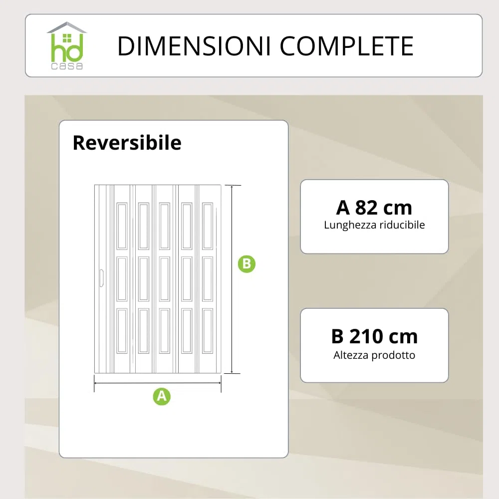 HD CASA Porta a Soffietto Modello Extra Standard, in PVC con Vetri Trasparenti, Reversibile e Regolabile in Altezza e Lunghezza, Fai da Te, Made in Italy, arredo casa, Noce 82x210 cm