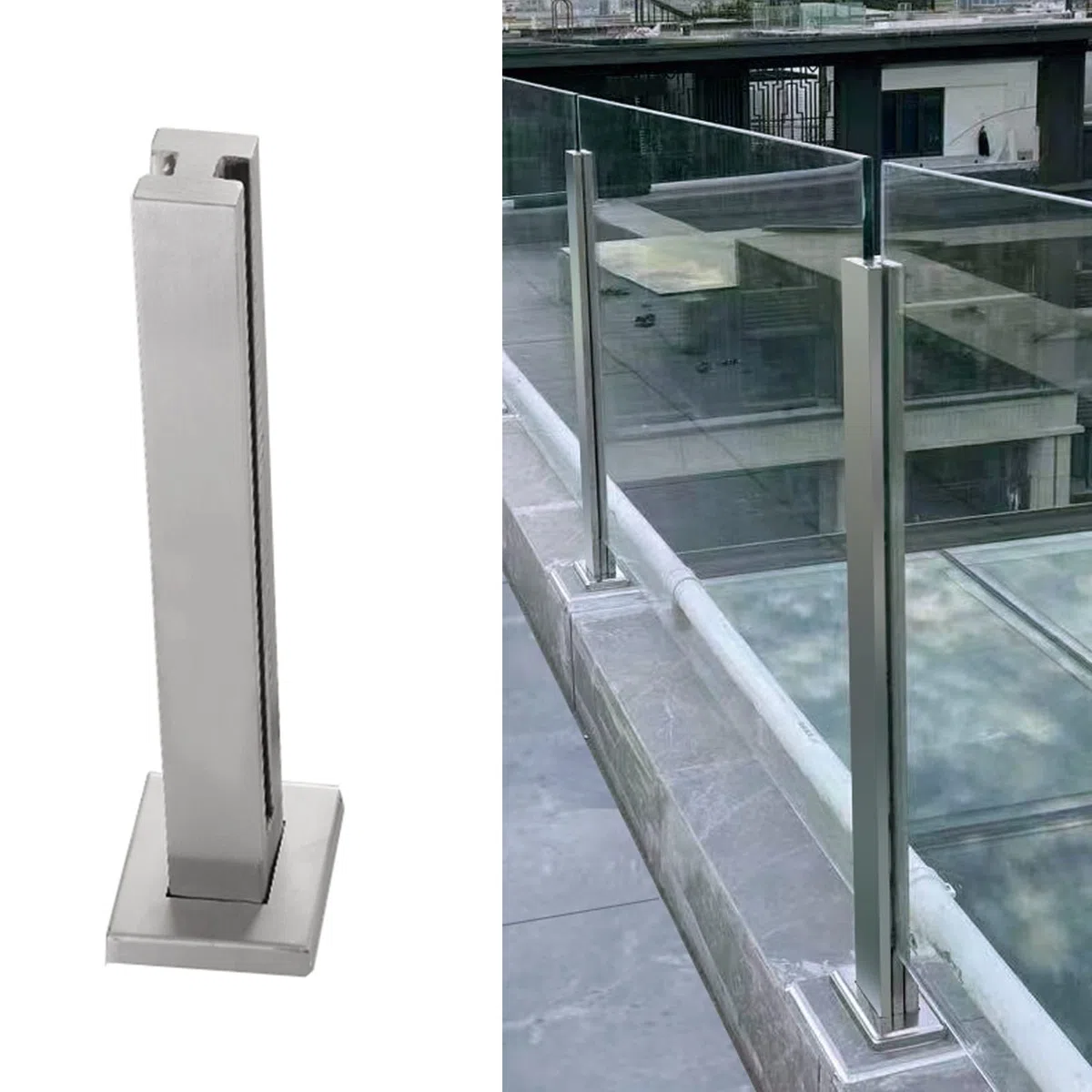 Ringhiera Vetro scale interne esterni Argento Paletto Per Ringhiera Per Pannelli In Vetro/Plastica/Legno 10/12 Mm, Palo Per Balaustra In Vetro In Acciaio Inossidabile Per Balcone/Scale