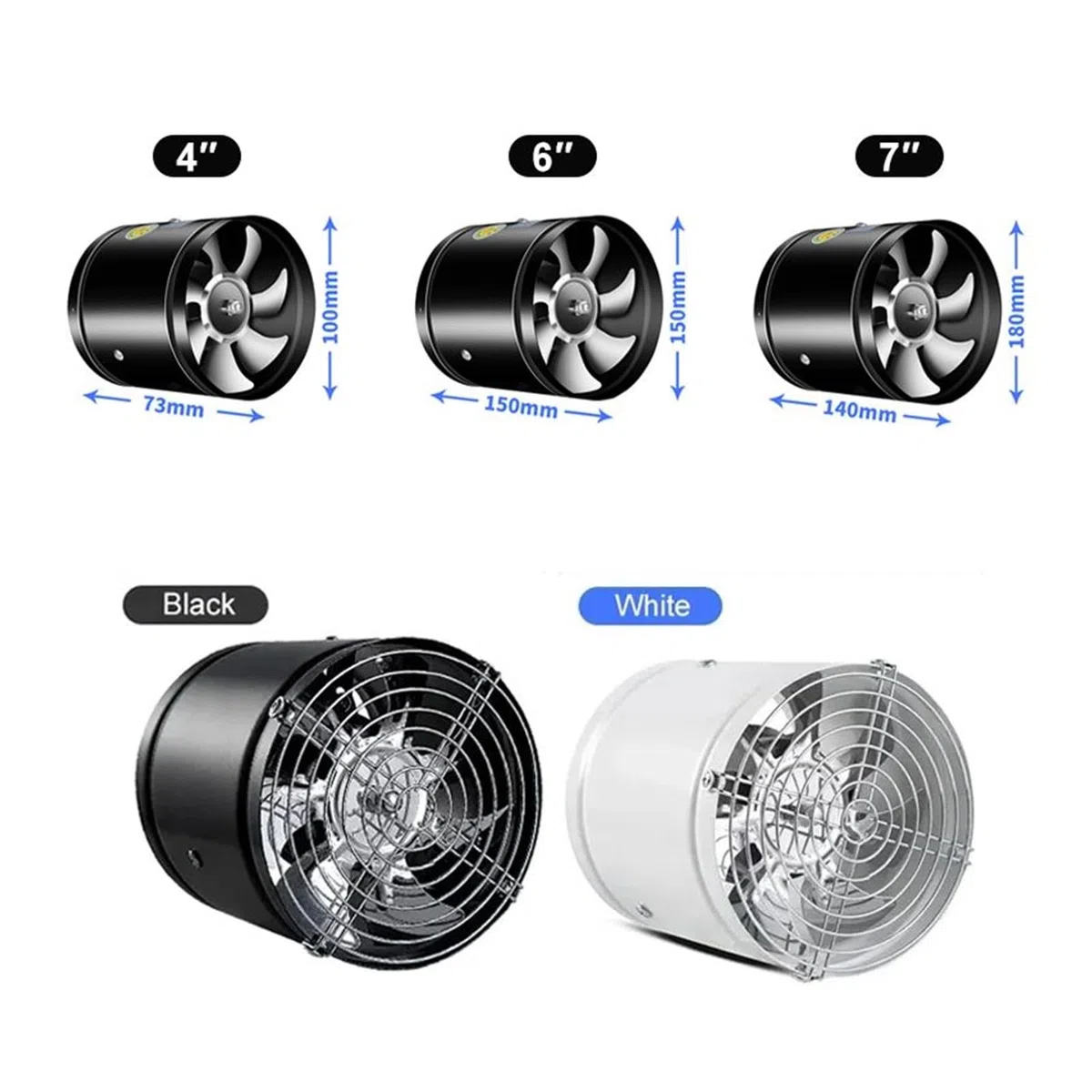 4/6/7 ''Pollici Ventilatore Di Scarico Circolare Multifunzionale Potente Ventilatore Di Scarico Condotto Muto Cucina Domestica La Di Ventilazione Di Scarico Fumi(6 Inch)