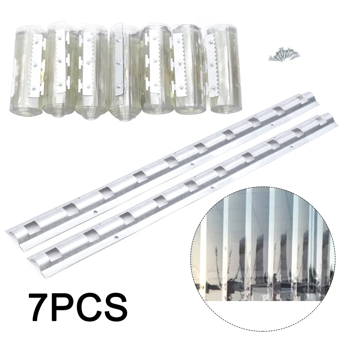 7 tende a lamelle in PVC, trasparenti, per porte pedonali, frigoriferi, frigoriferi (200 x 18 cm)