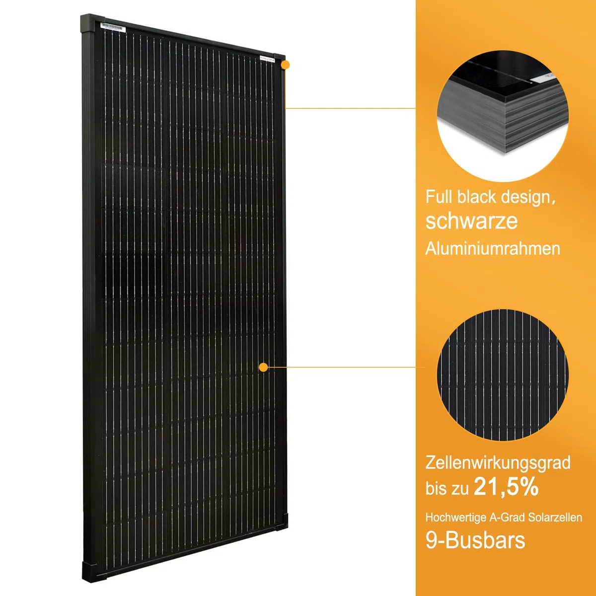 Enjoysolar Mono 100 W Nero 12V Pannello solare monocristallino Pannello solare fotovoltaico Ideale per camper, case da giardino, barca