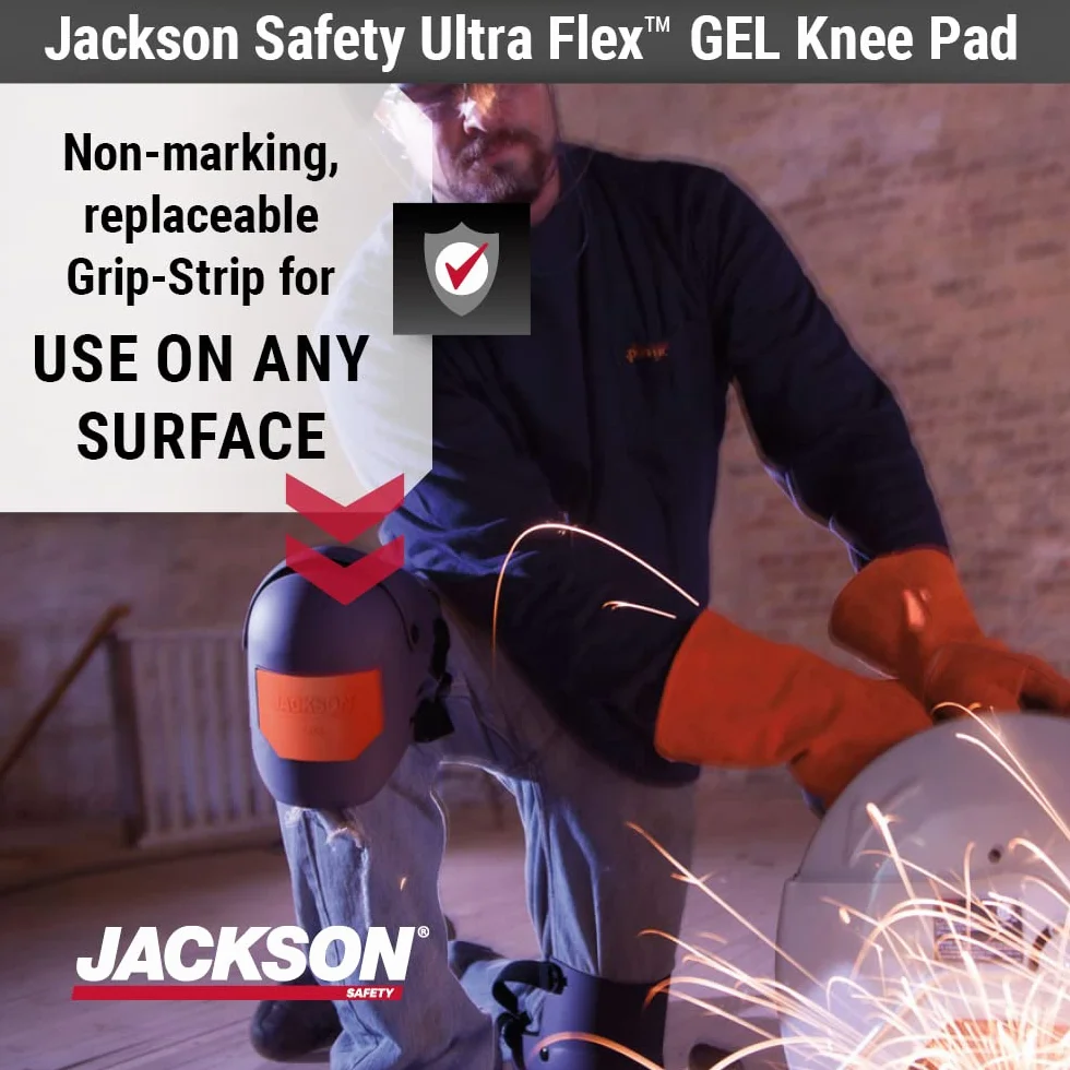 JACKSON SAFETY 95110 Universal, Grey/Orange Ultra-Flex Premium Grade protective durable comfort anti-slip Knee Pads for construction, work, gardening, flooring or DIY, grey