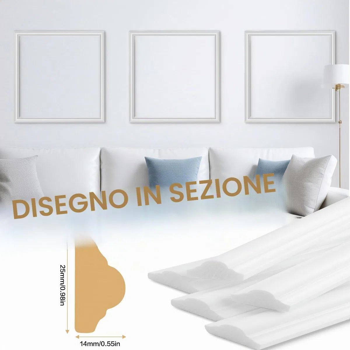 Modanatura da parete, Modanatura per Binari per Sedie per Pannelli per Decorare Cornici di Porte e Pareti