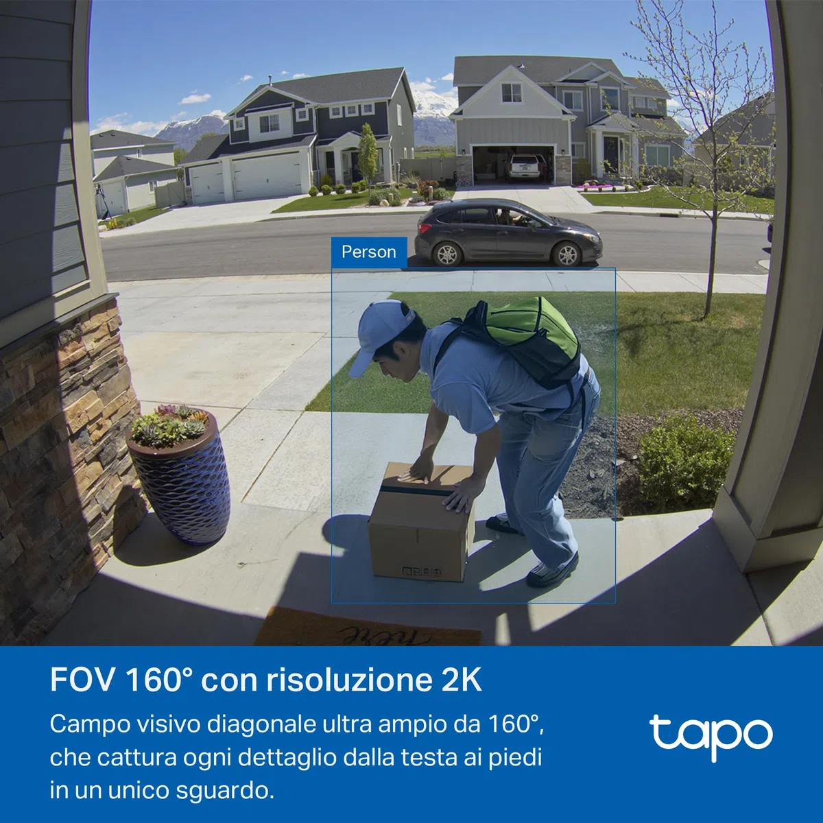 Tapo D210 Videocitofono 2K 3MP, Visione Notturna a Colori, Campo Visivo Etra-Largo, Rilevamenti Smart AI, Audio Bidirezionale, Comunicazione Diretta da APP, Batteria Dura 6 Mesi, Antifurto, IP65