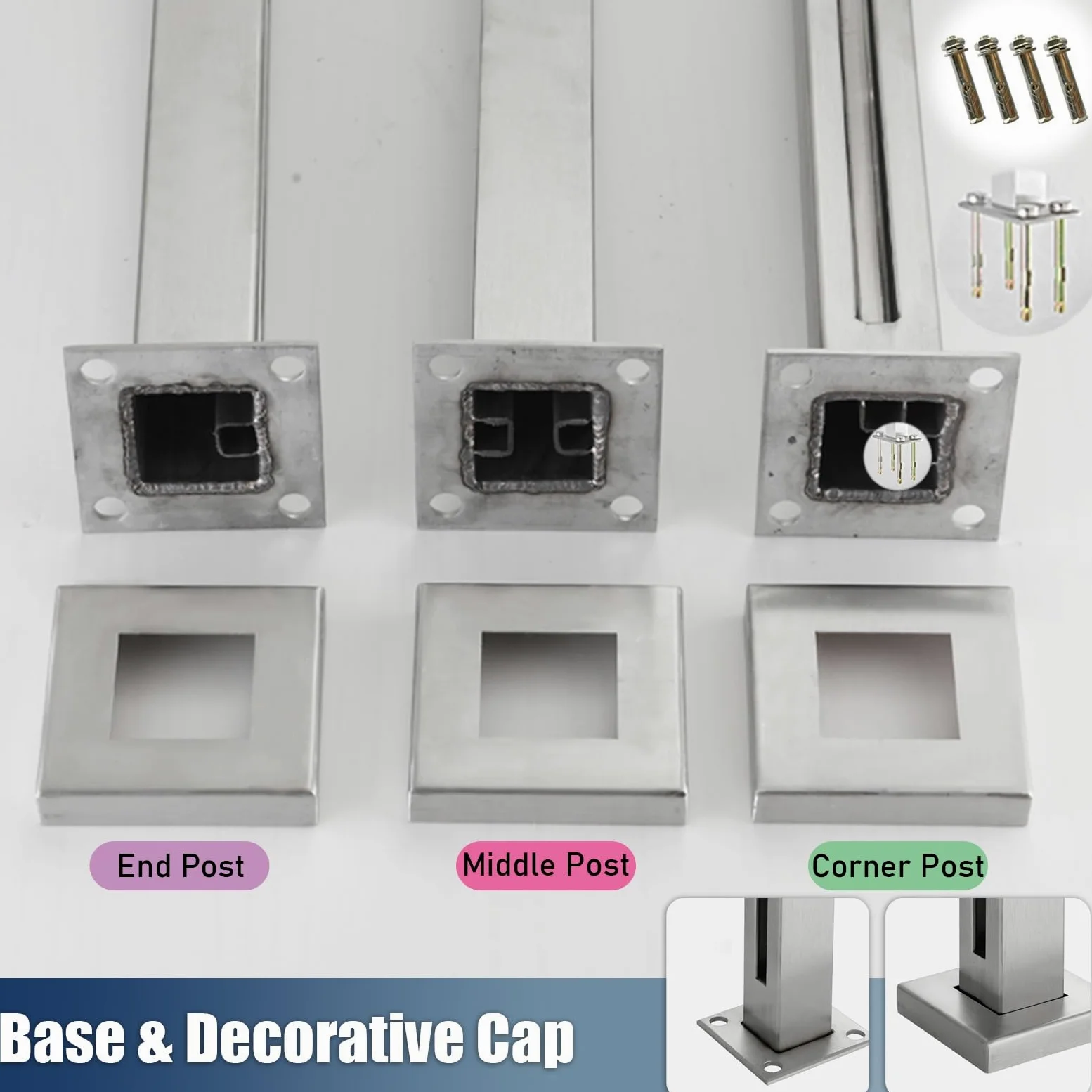 Ringhiera Vetro scale interne esterni Balcone Terrazza Sistema Di Pali Ringhiera In Vetro Palo Di Supporto Per Balaustra Del Pannello Con Slot, Kit Balaustra In Vetro Per Scala Piattaforma Ponte Giard