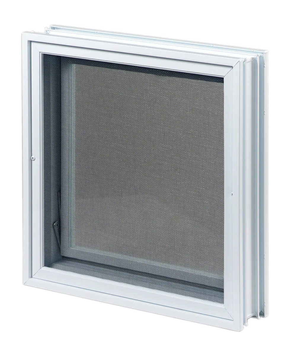 Finestra di ventilazione da inserire in una parete di vetromattoni o muratura | Dimensioni cm 38,4X38,4X8 | Unità di vendita 1 finestra