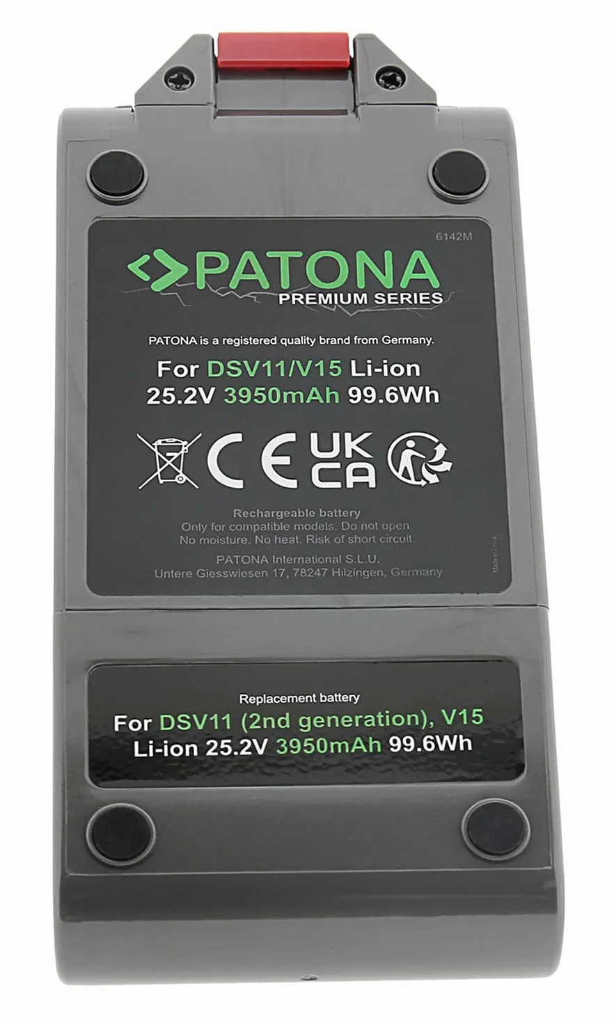 PATONA Premium Batteria per Dyson V11 SV15 SV17 SV18 (3950mAh 25,2V) – ricambio 970425-01 970938-01 – per V11 Absolute Extra Pro e Fluffy Total Clean – riporta l'aspirapolvere alla piena autonomia
