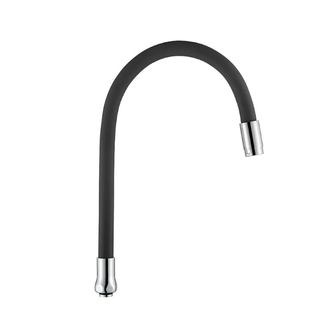 ADGO Elza - Beccuccio flessibile, lunghezza massima 360 mm, altezza 510 mm, beccuccio mobile per rubinetto da cucina per montaggio in piedi, materiale: silicone, acciaio, facile da pulire (nero)
