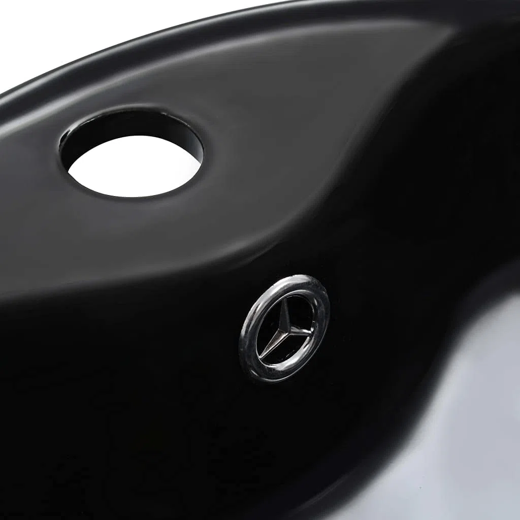 vidaXL Lavandino con Troppopieno Rotondo Moderno Elegante Lavello Lavabo Arredo Bagno Sanitari 36x13 cm in Ceramica Nero