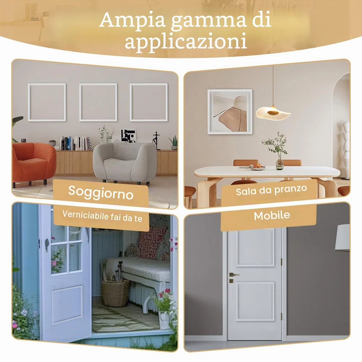 Modanatura da parete, Modanatura per Binari per Sedie per Pannelli per Decorare Cornici di Porte e Pareti