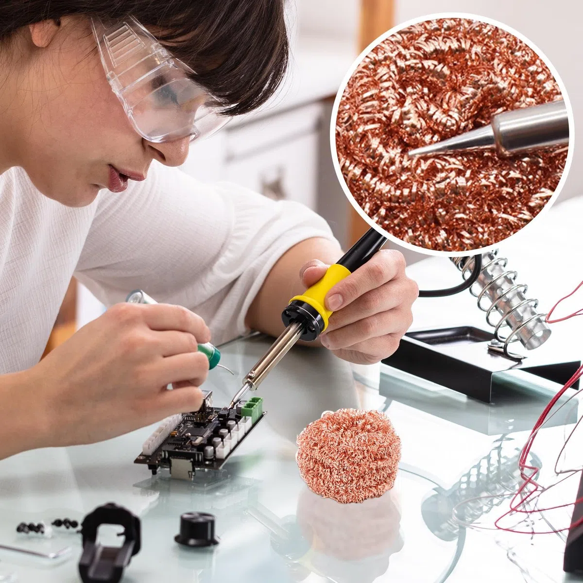 Pulitore Punta Saldatore – Rimozione Efficiente Di Ossidazione & Stagno Di Punta | Sfera Di Rame Per Pulizia In Stazioni Di Saldatura | Per Appassionati Elettronica, Professionisti E Ripara