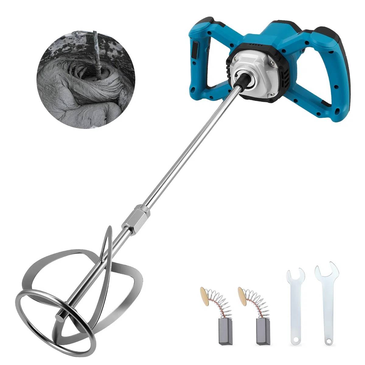 Miscelatore elettrico 2400 W, miscelatore manuale a 6 velocità regolabili, agitatore elettrico per cemento, intonaco, malta, vernice e colla
