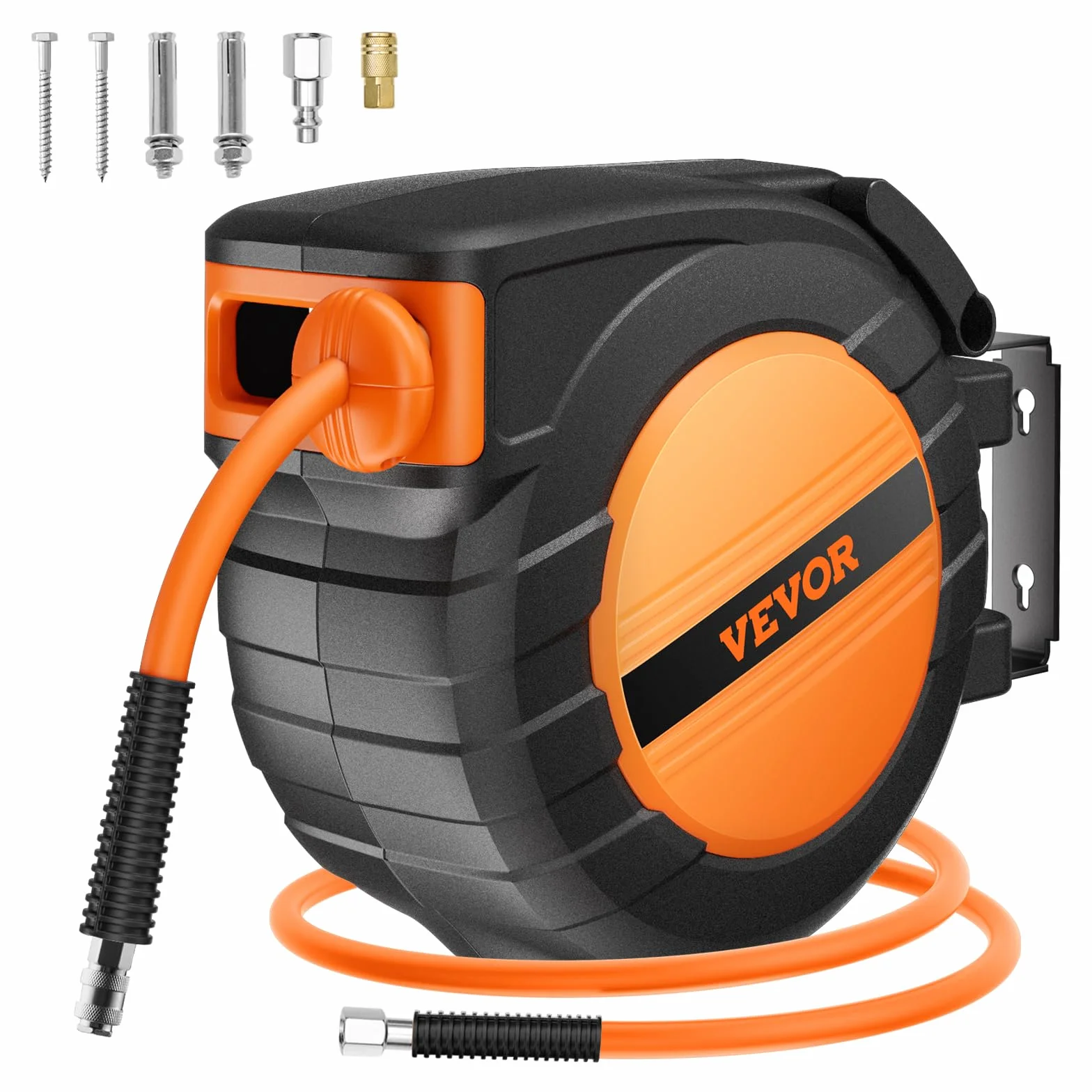 VEVOR Avvolgitubo Aria Compressa Retrattile Tubo Flessibile per Aria Compressa Ibrido Lunghezza 15,24m Pressione max. 300 PSI, Bobina Avvolgitubo Chiusa Montaggio a Soffitto/Parete da Officina