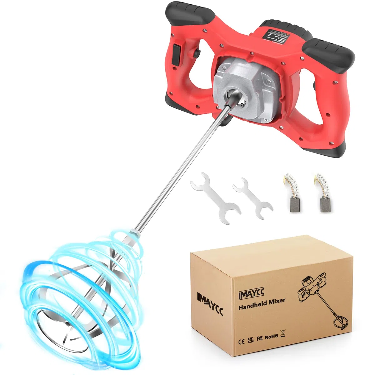 IMAYCC Betoniera Elettrica per Trapano, Miscelatore per Malta Portatile da 2100W, Agitatore M14 Regolabile, per Miscelazione di Vernice, Liquame di Cemento, Calcestruzzo, Malta, Foraggio, ecc.