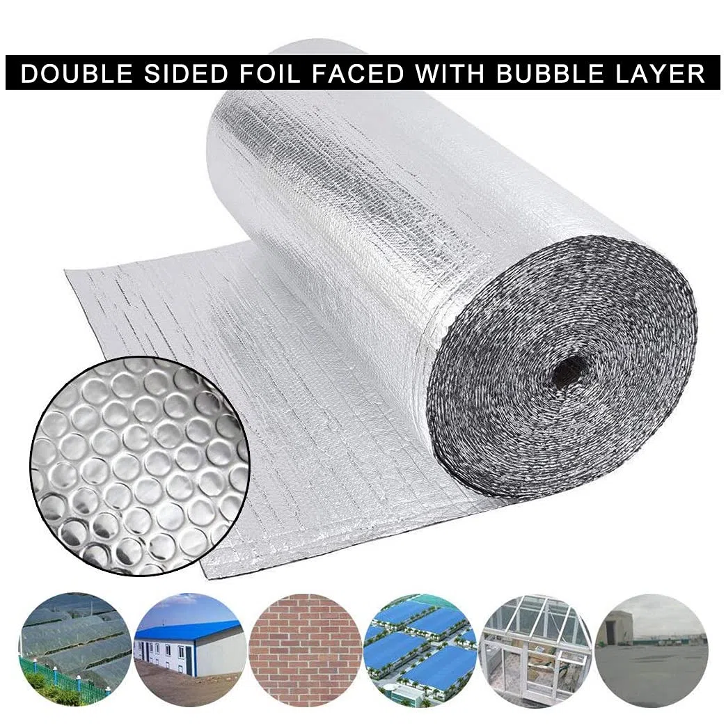 NAKAN Rotolo Termoriflettente Termosifoni, Doppio Alluminio Lamina Isolante Termico con Bolla, Riflettente Barriera Radiante al Vapore per Tetto Attico Porta(Size:1x10m(3x32ft))
