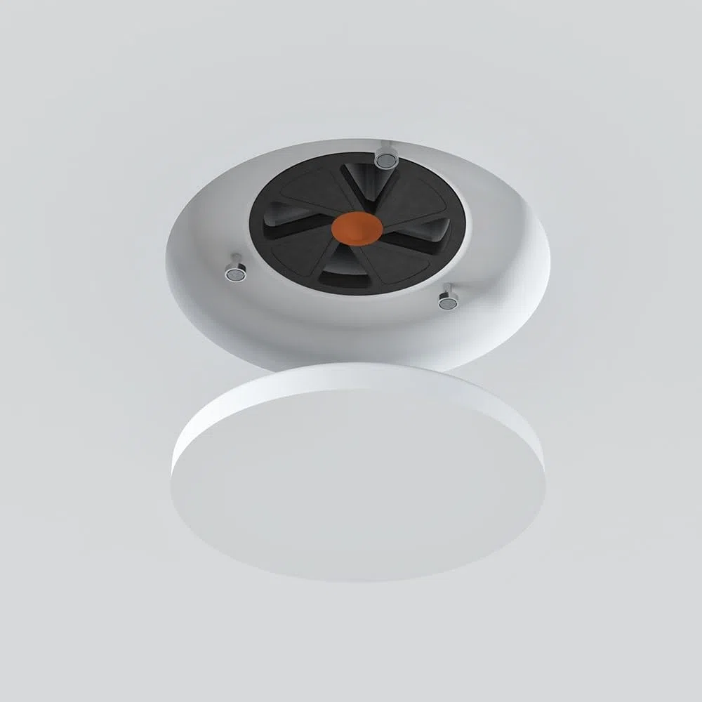 RONDO-100 - Aspiratore 100mm Tondo per Soffitto, Diffusore Verniciabile 4", Valvola a Disco con Magnete, Design poco Appariscente