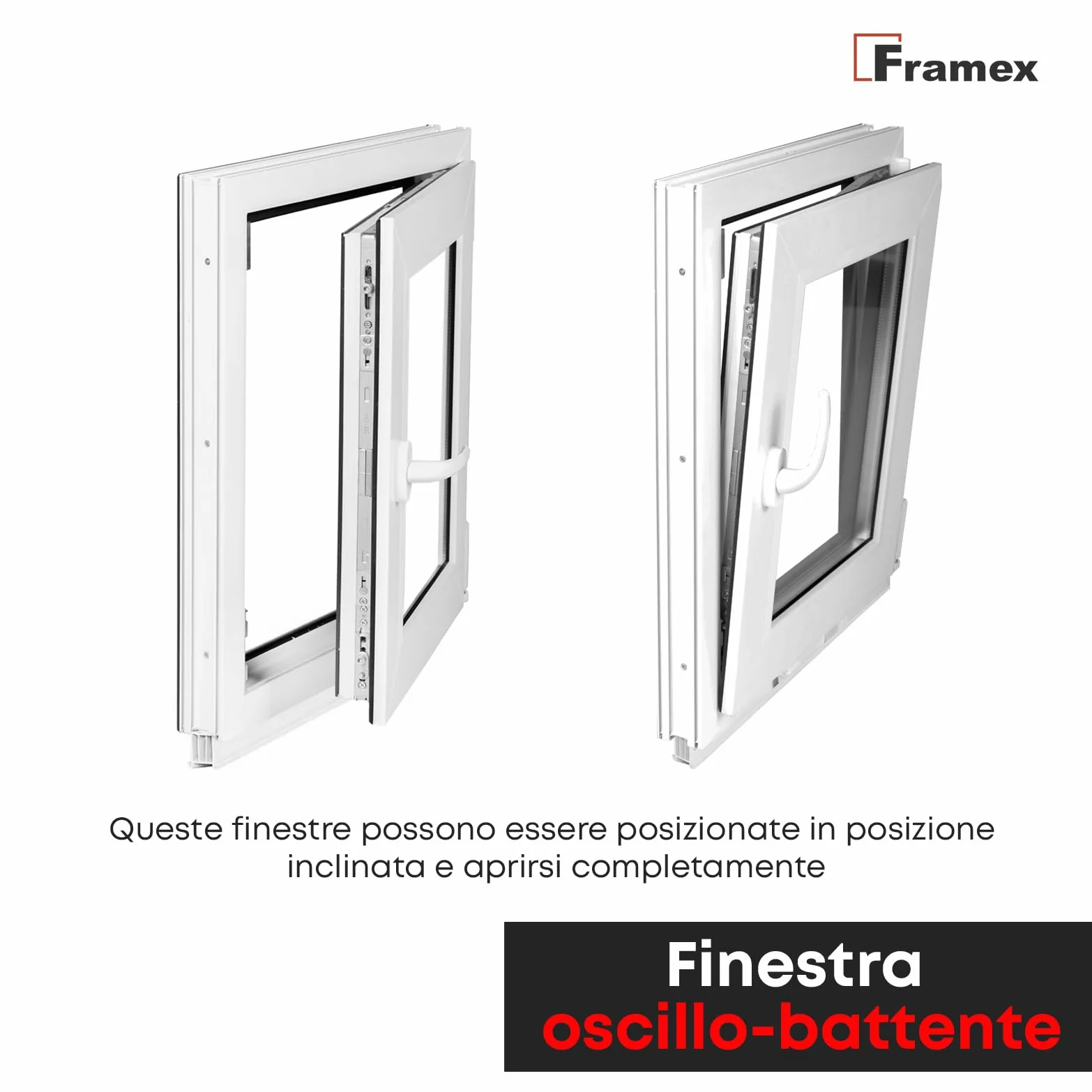 Finestra in Plastica Bianca Larghezza x Altezza 55 x 70 cm (550 x 700 mm) Triplo Vetri (32 mm), Anta-Ribalta, Girevole DIN Destra – Premium