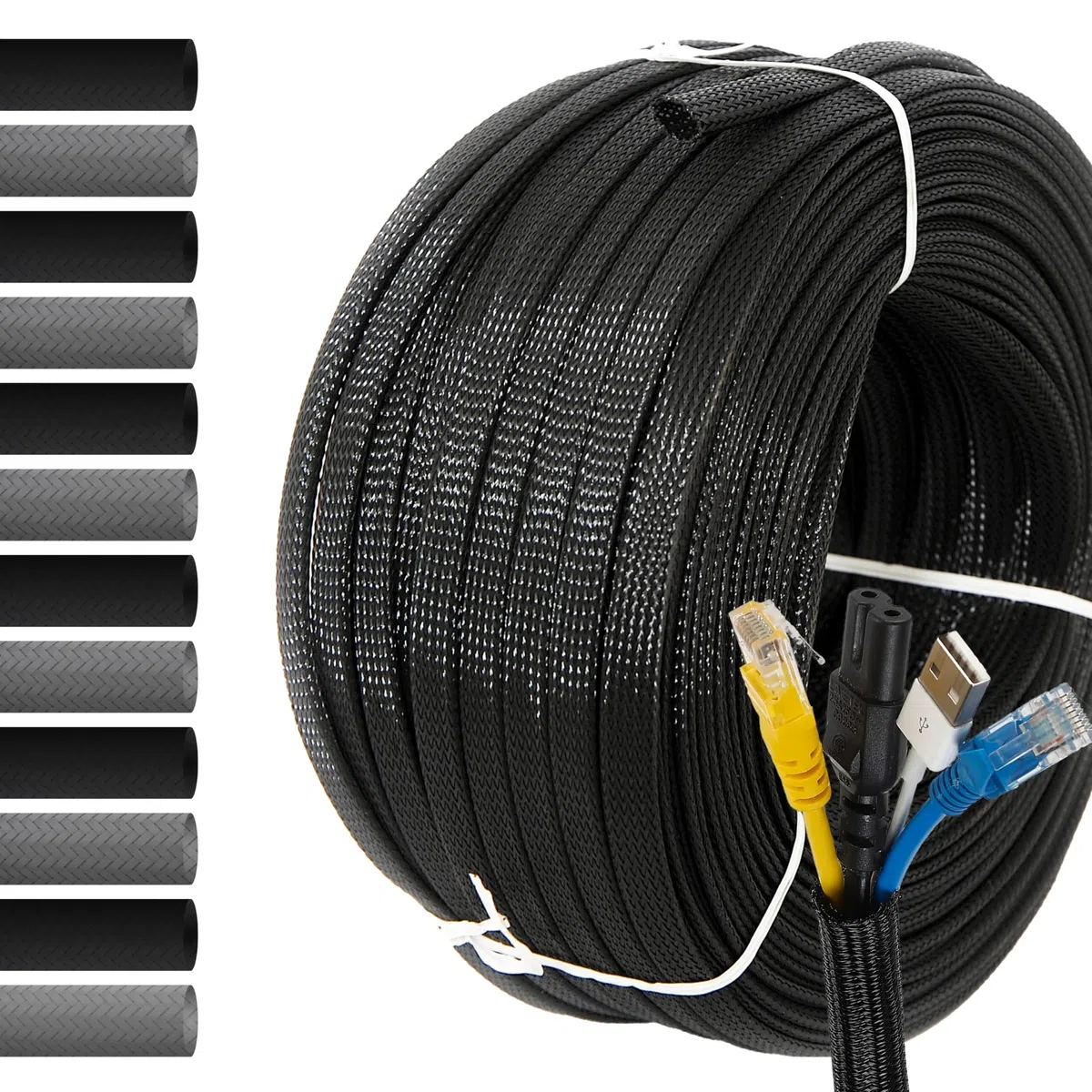 MarketConnect® Guaina Cavi Espandibile Ø 40mm, L 50mt • Raccogli, Proteggi e Nascondi Cavi • NERO • INDUSTRIALE STANDARD