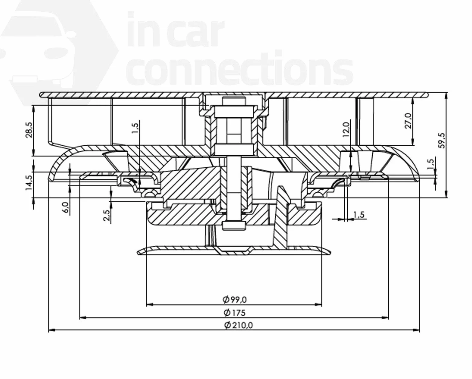 ICC Piccolo Profilo Basso Rotativo Tetto Ventola Furgone Bus - Bianco - Vento Guidato Girevole Ventilatore