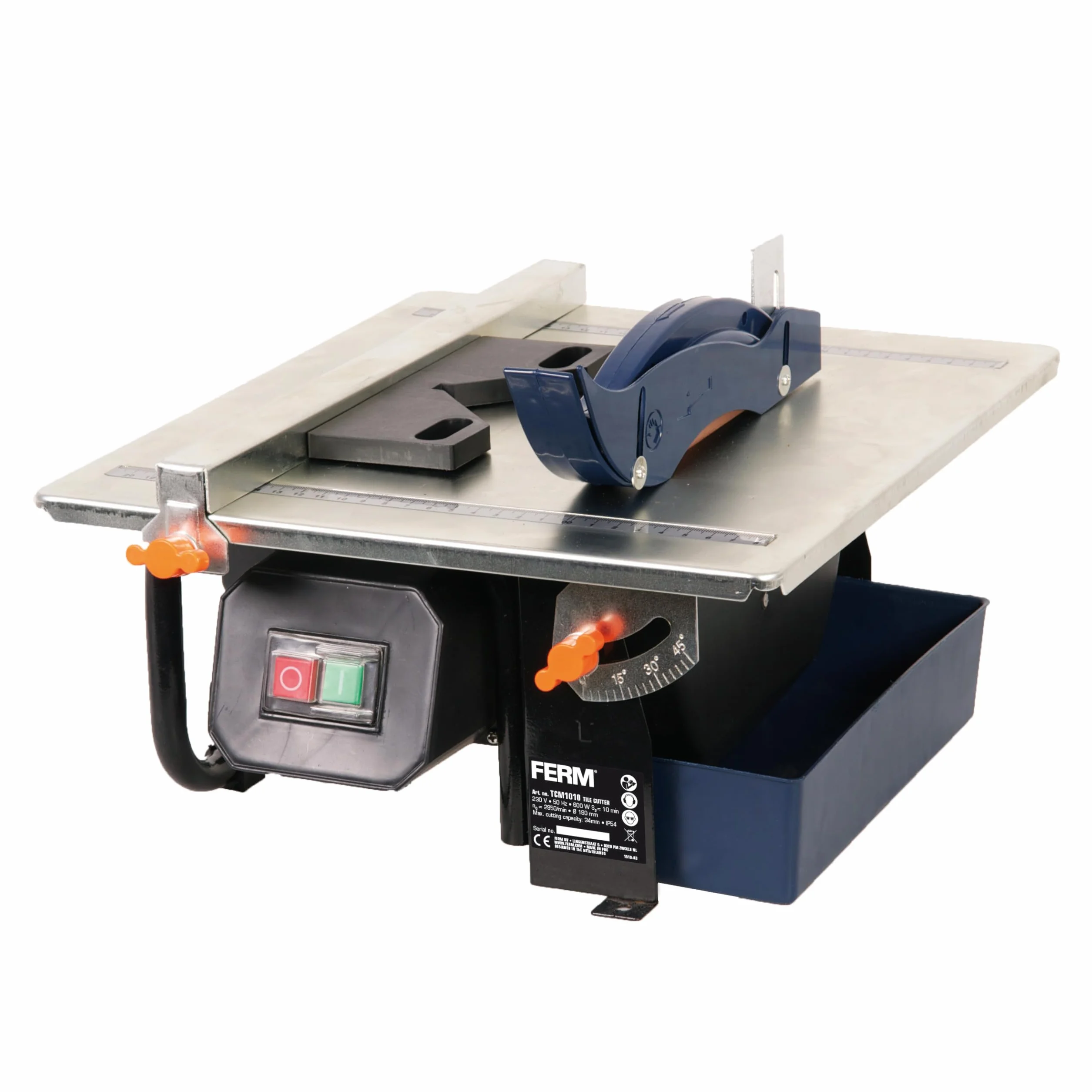 FERM Tagliapiastrelle 600W 180mm - Sistema di raffreddamento ad acqua - Include 1 lama diamantata