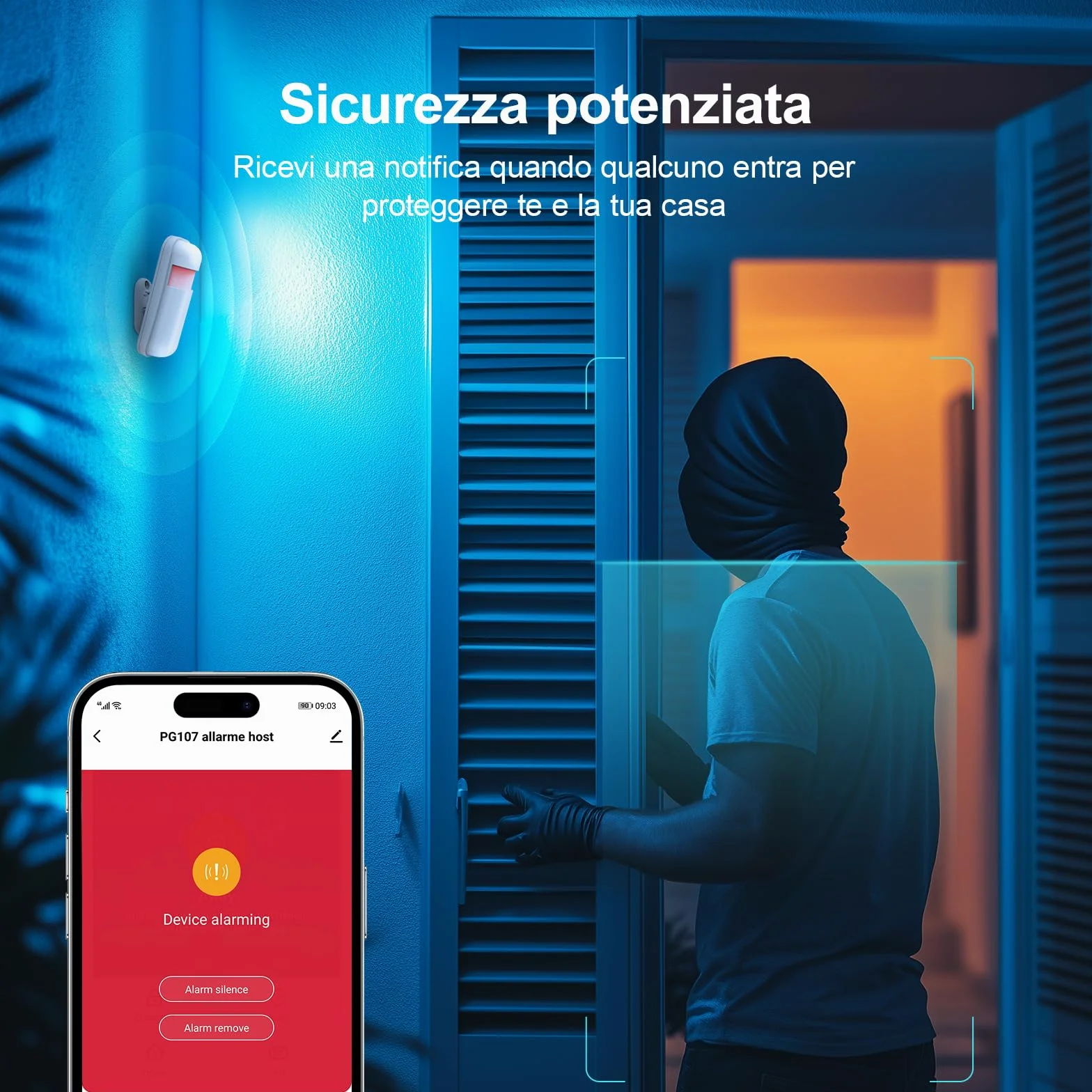 LWOHSI Sistema di sicurezza domestica, sistema di allarme wireless GSM WiFi, allarme antifurto domestico touch screen da 4,3" compatibile con Alexa Google Home