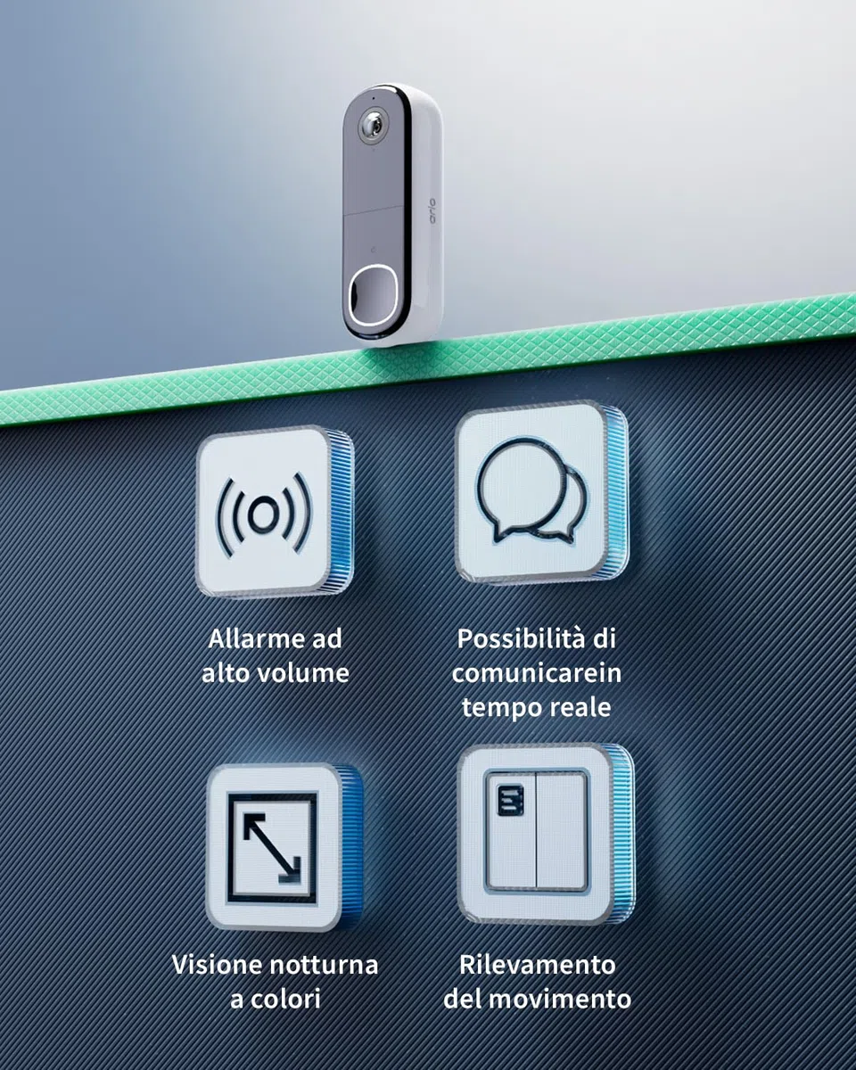 Arlo Essential FHD Videocitofono, Telecamera WiFi Esterno Senza Fili, Campanello Senza Fili da Esterno, Citofono Smart, Sensore Movimento, Visione Notturna, Sirena, Prova Inclusa Secure App, Bianco