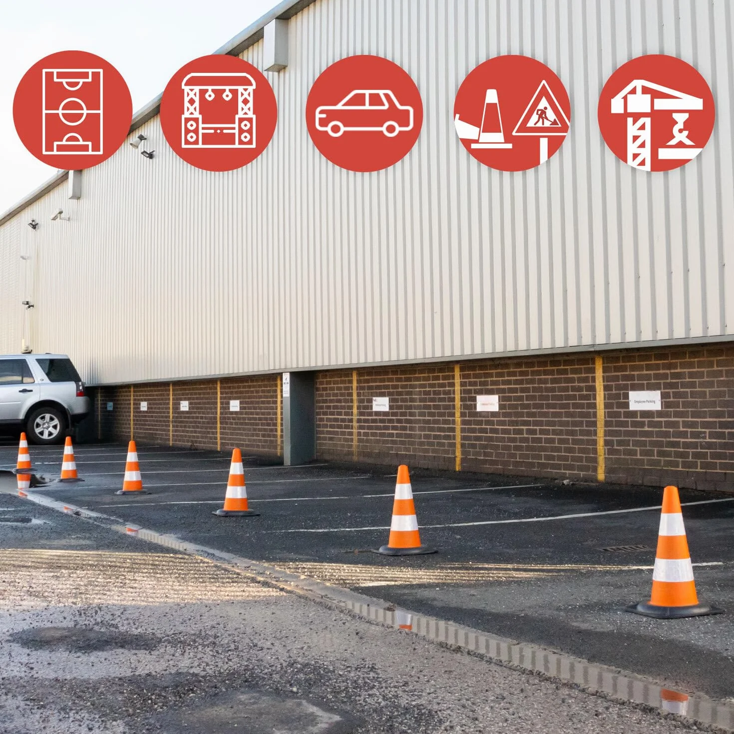 Coni stradali di Street Solutions, cono segnaletico per uso domestico e commerciale, cono stradale per divieto di sosta in PVC riciclato al 100%, confezione da 6 coni da 45 cm