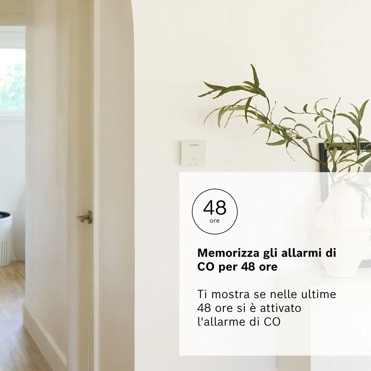 Bosch Rilevatore di CO D-CO - Allarme per Monossido di Carbonio - Facile da Installare con Modalità Memoria & Indicatore di Fine Vita