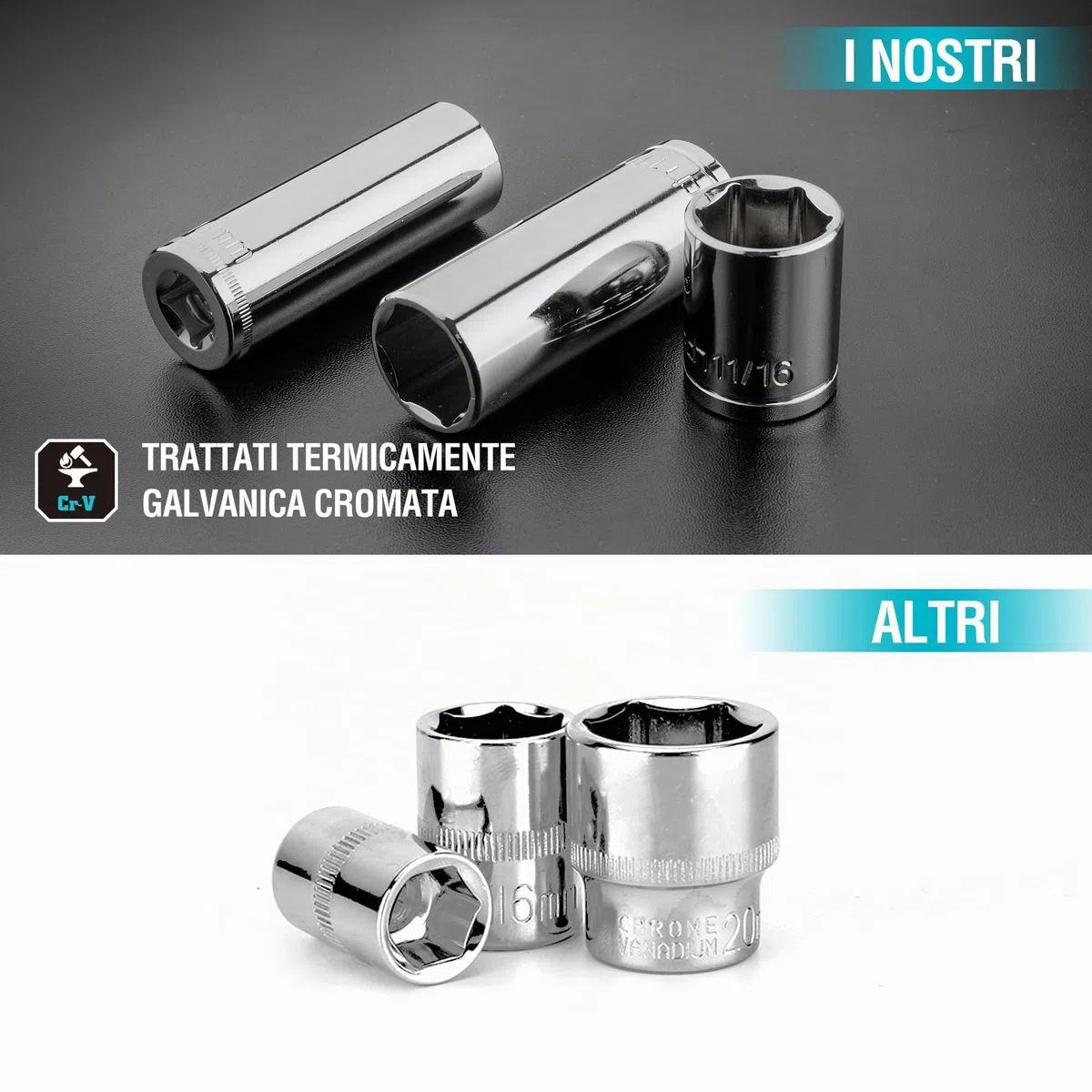 DURATECH Set di Attrezzi per Meccanica da 121 Pezzi, Set di Chiavi a Bussola, 1/4" e 3/8", Cricchetto a 72 Denti, Acciaio Cr-V, con Scatola, Include Cacciavite e Punte, Ideale per Lavori Meccanici
