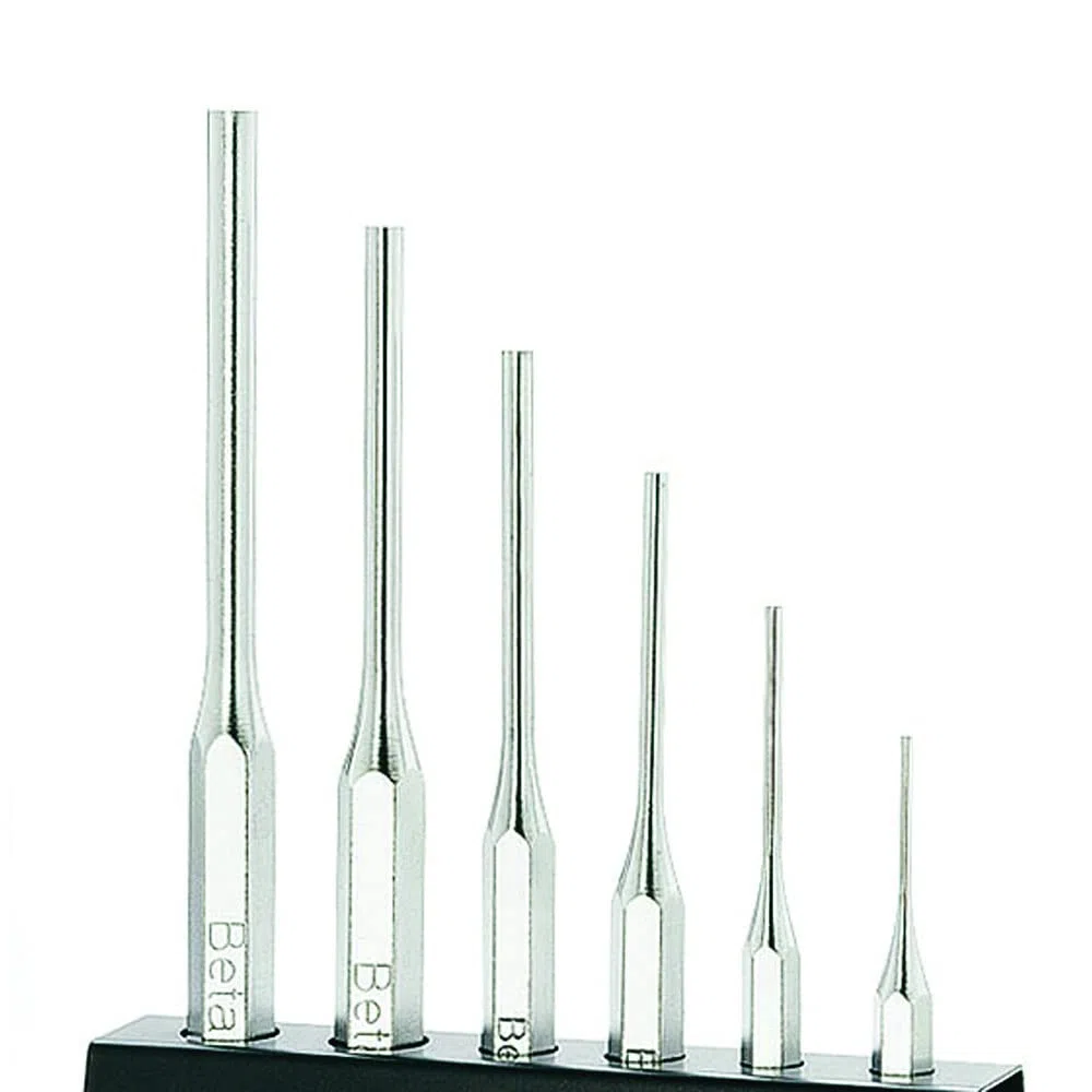 BETA - Set 6 Cacciaspine Professionali con Supporto Portautensili, Serie Punzonatori per Estrazione Spine e Perni Officina Meccanica Manutenzione Tecnica Acciaio Temprato, 31/SP6