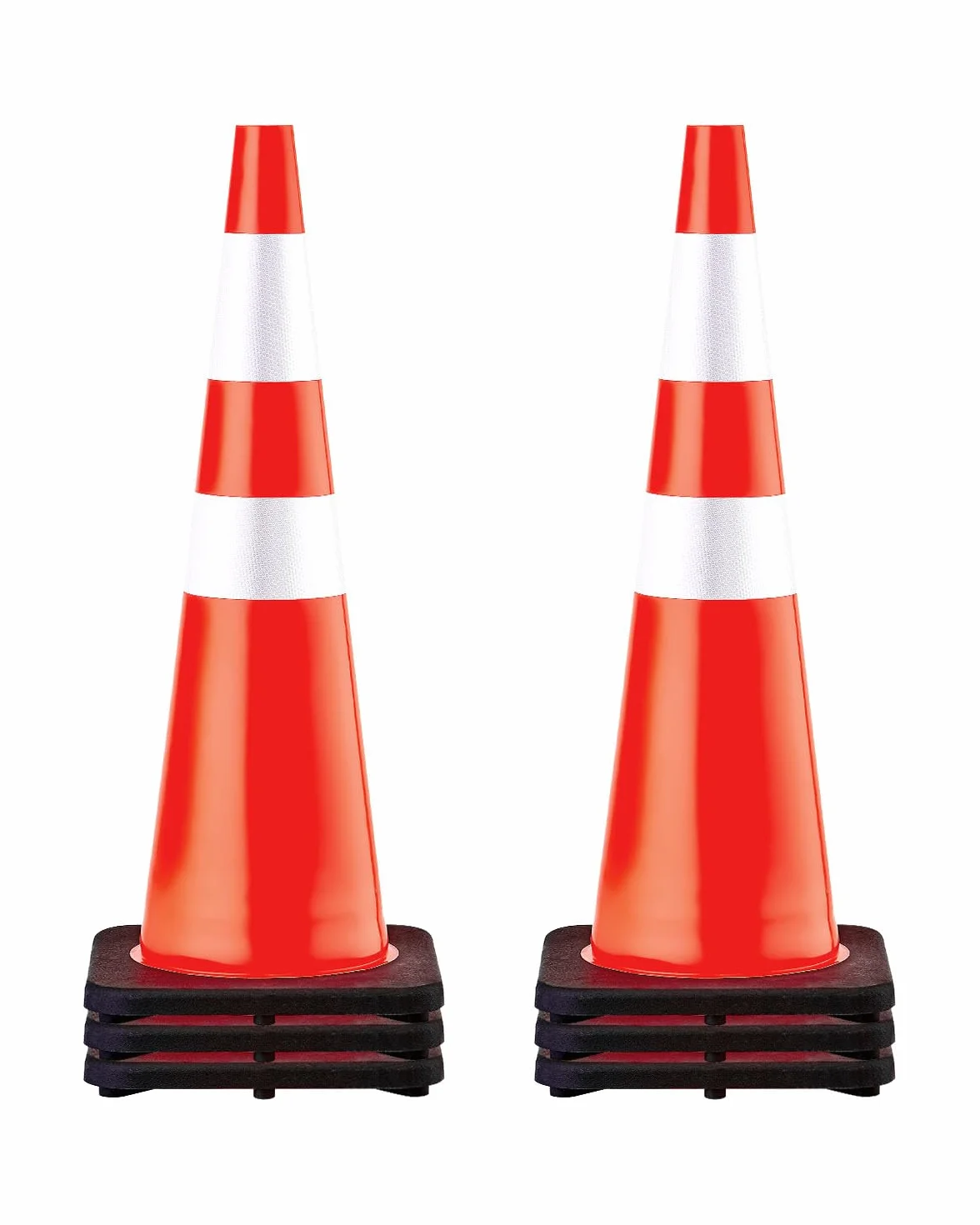 VEVOR 6 Pack 36" Coni Traffico, Coni di Sicurezza Traffico Arancione in PVC, Coni di Pericolo Collari Riflettenti per Parcheggio Traffico Edile