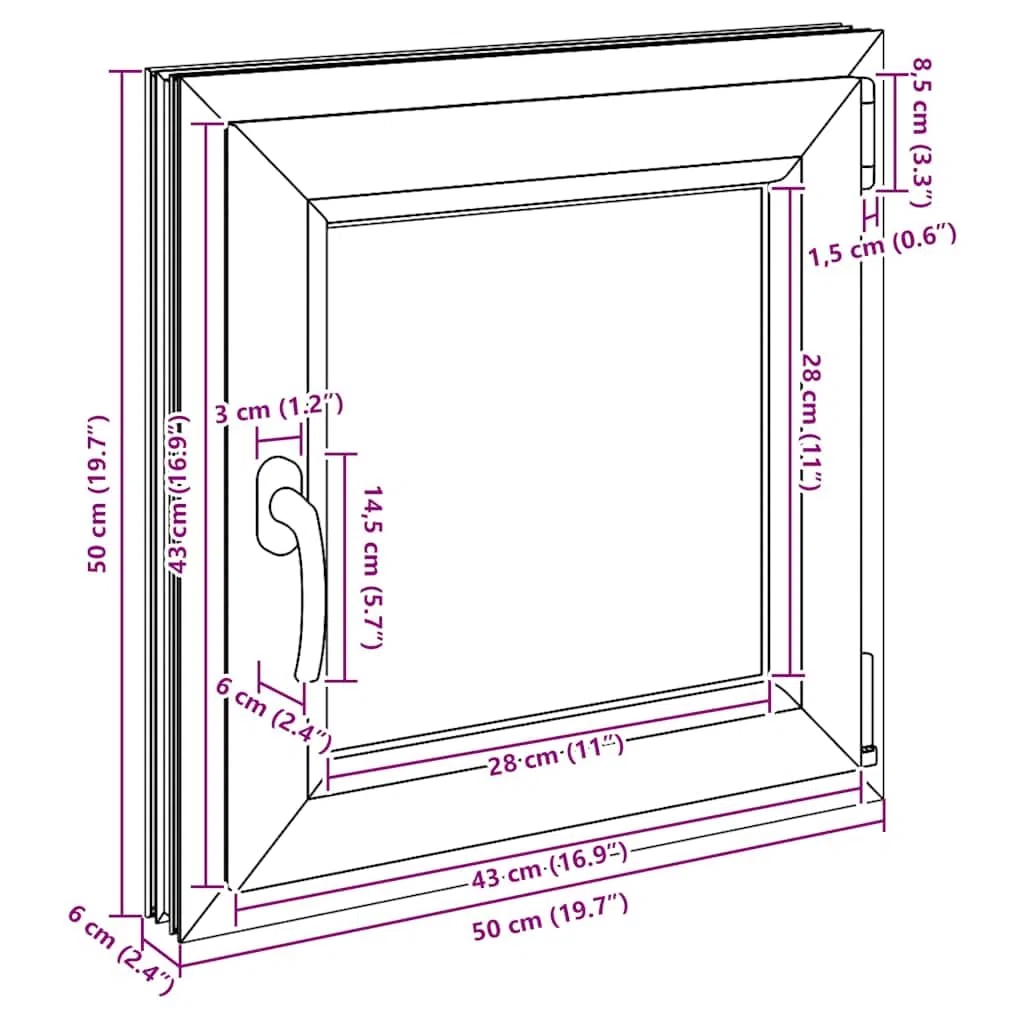 vidaXL Finestra per Cantina RISOR 50x50 cm Anta ribalta DIN Destra Bianca