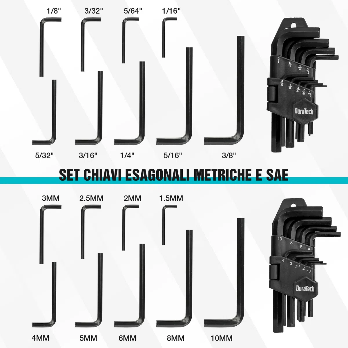 DURATECH Set di Attrezzi per Meccanica da 121 Pezzi, Set di Chiavi a Bussola, 1/4" e 3/8", Cricchetto a 72 Denti, Acciaio Cr-V, con Scatola, Include Cacciavite e Punte, Ideale per Lavori Meccanici