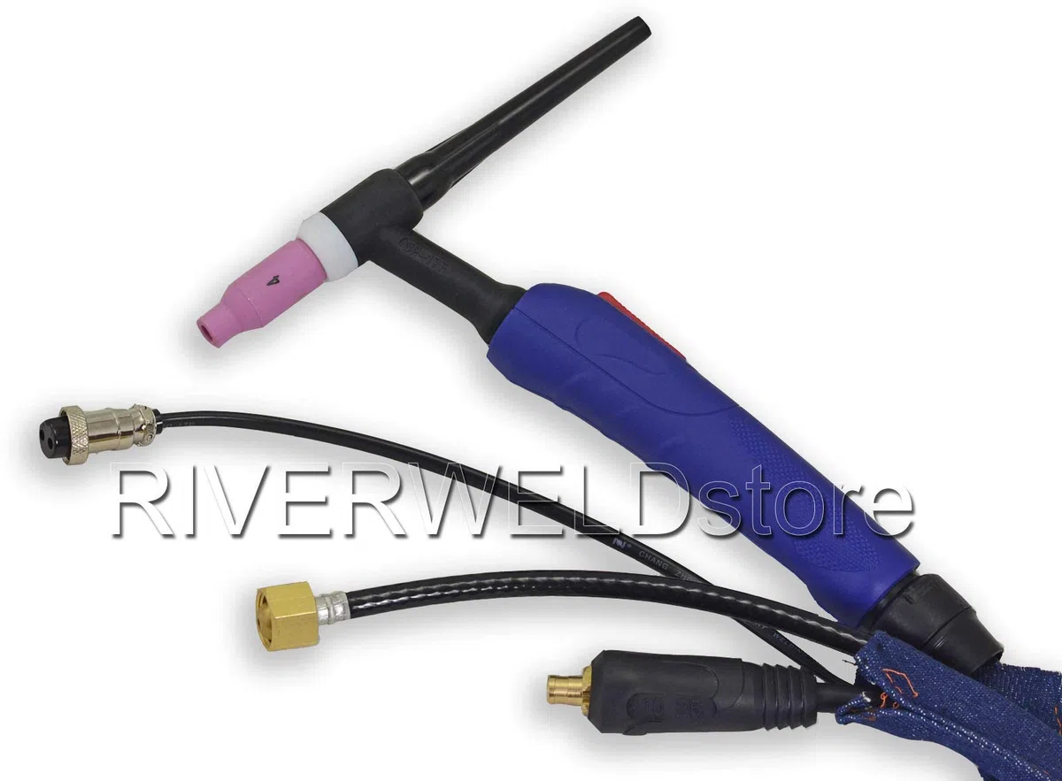 RIVERWELD WP-17F-12R 150A Tiga di saldatura TIG completa di testa flessibile, 3,8 metri in stile euro