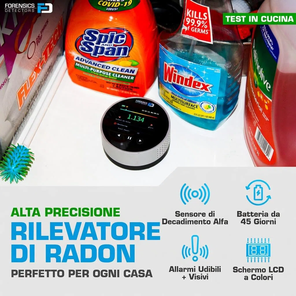 Rilevatore di Radon by Forensics | Inquilini e Proprietari di Case | Durata Sensore 20 Anni |