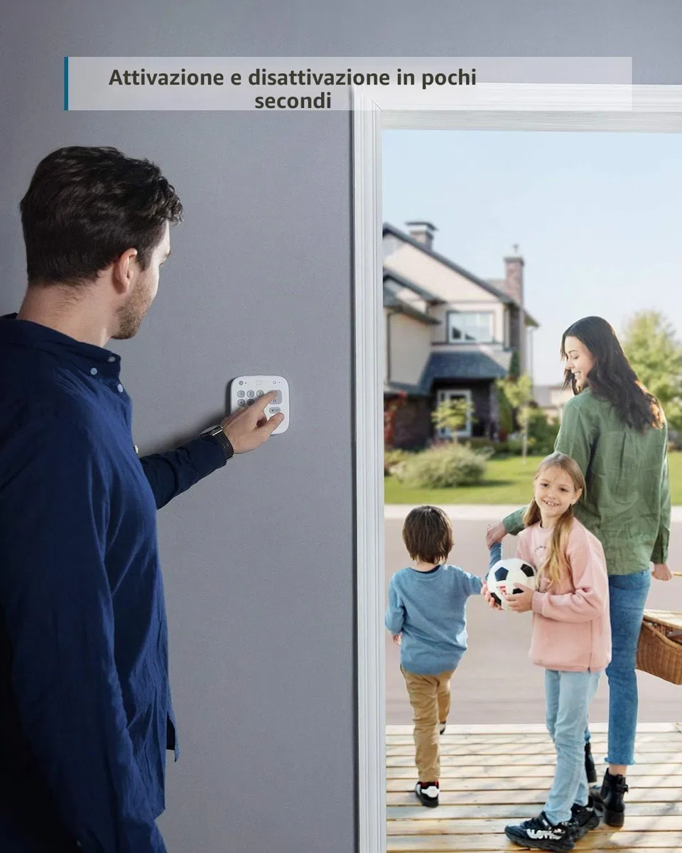 eufy Security kit di allarme domestico da 5 pezzi, sistema di sicurezza domestico, tastierino, sensore di movimento, 2 sensori di ingresso, controllo da app, collegamento a eufyCam