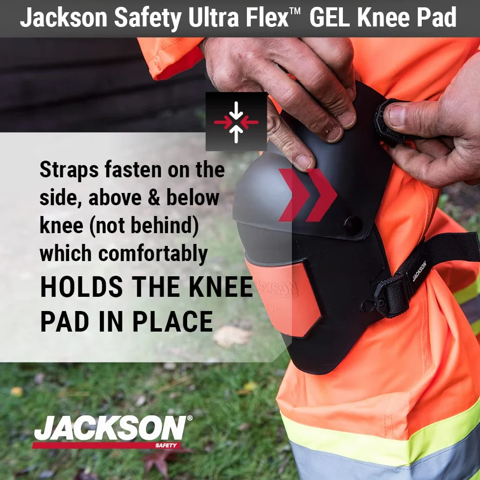 JACKSON SAFETY 95110 Universal, Grey/Orange Ultra-Flex Premium Grade protective durable comfort anti-slip Knee Pads for construction, work, gardening, flooring or DIY, grey