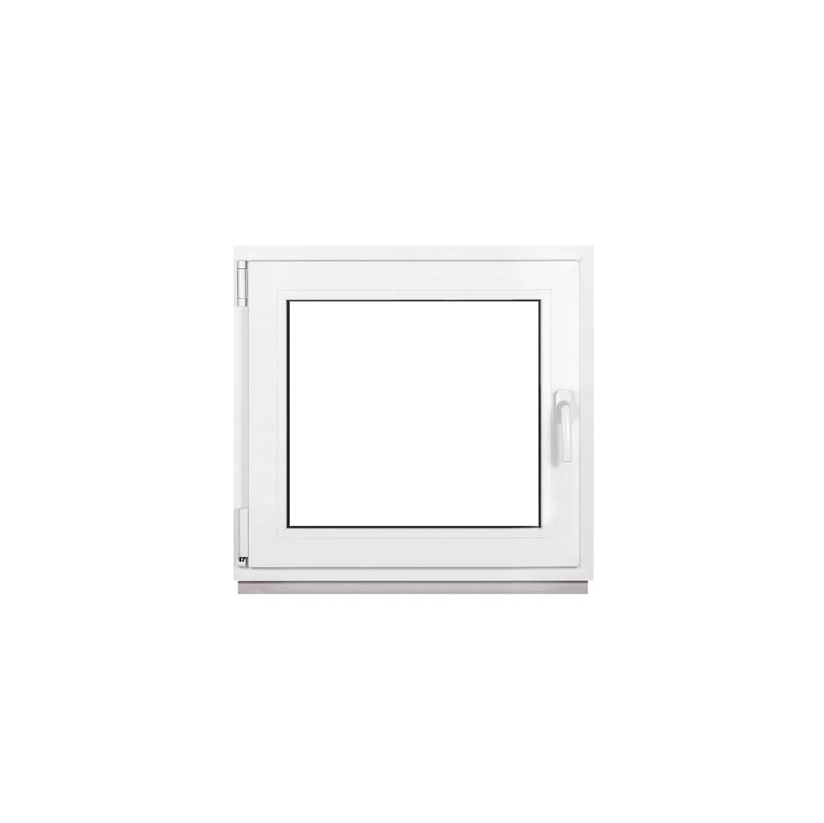 Finestra in plastica di alta qualità, larghezza x altezza: (70 x 65 cm), profilo a 7 camere, profondità di costruzione 80 mm, 3 vetri, 50 mm, inclinazione girevole, DIN sinistro
