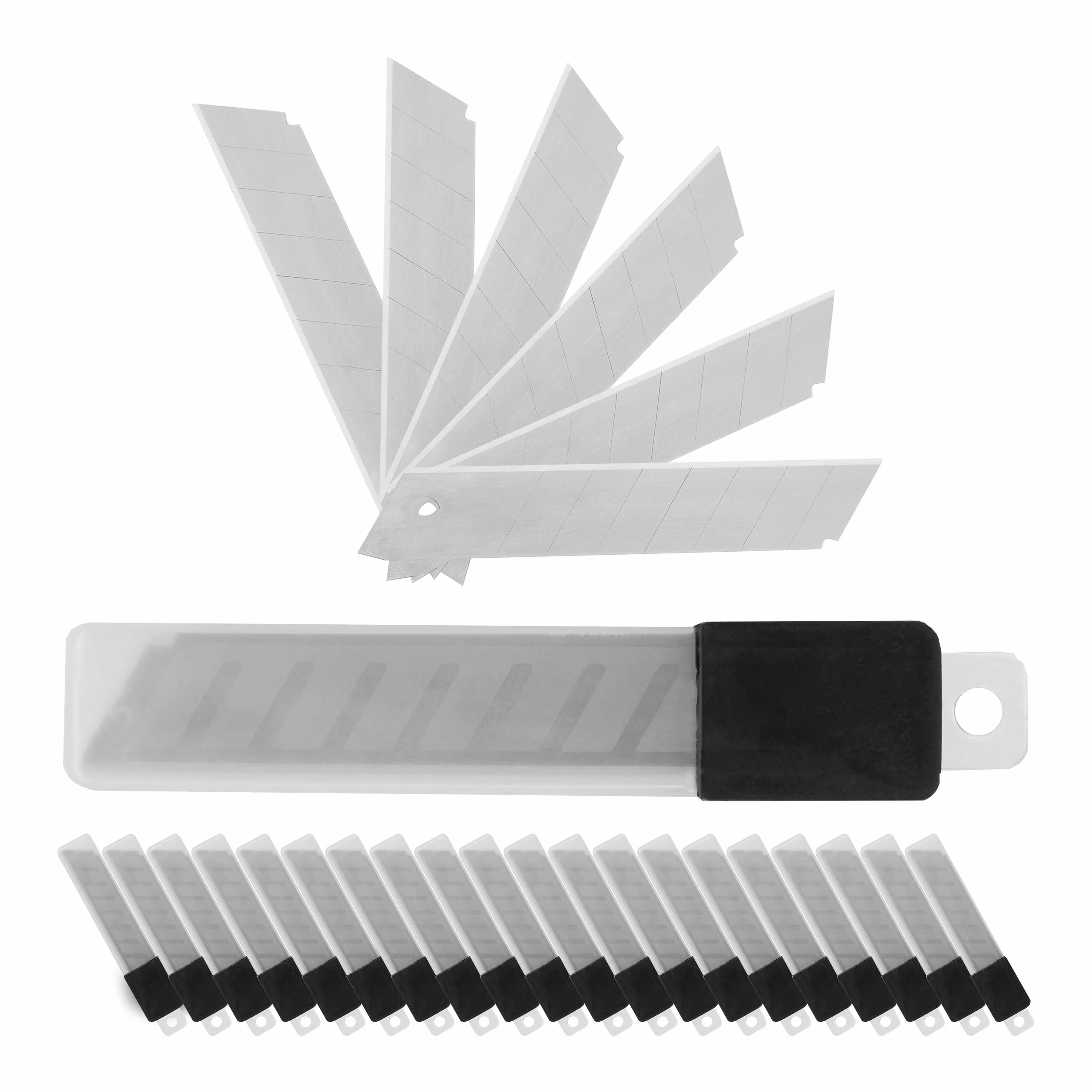 Relaxdays Set da 1200 Lame di Ricambio per Taglierino 7 Punti di Rottura Affilate 18 mm in Acciaio al Carbonio, Argento
