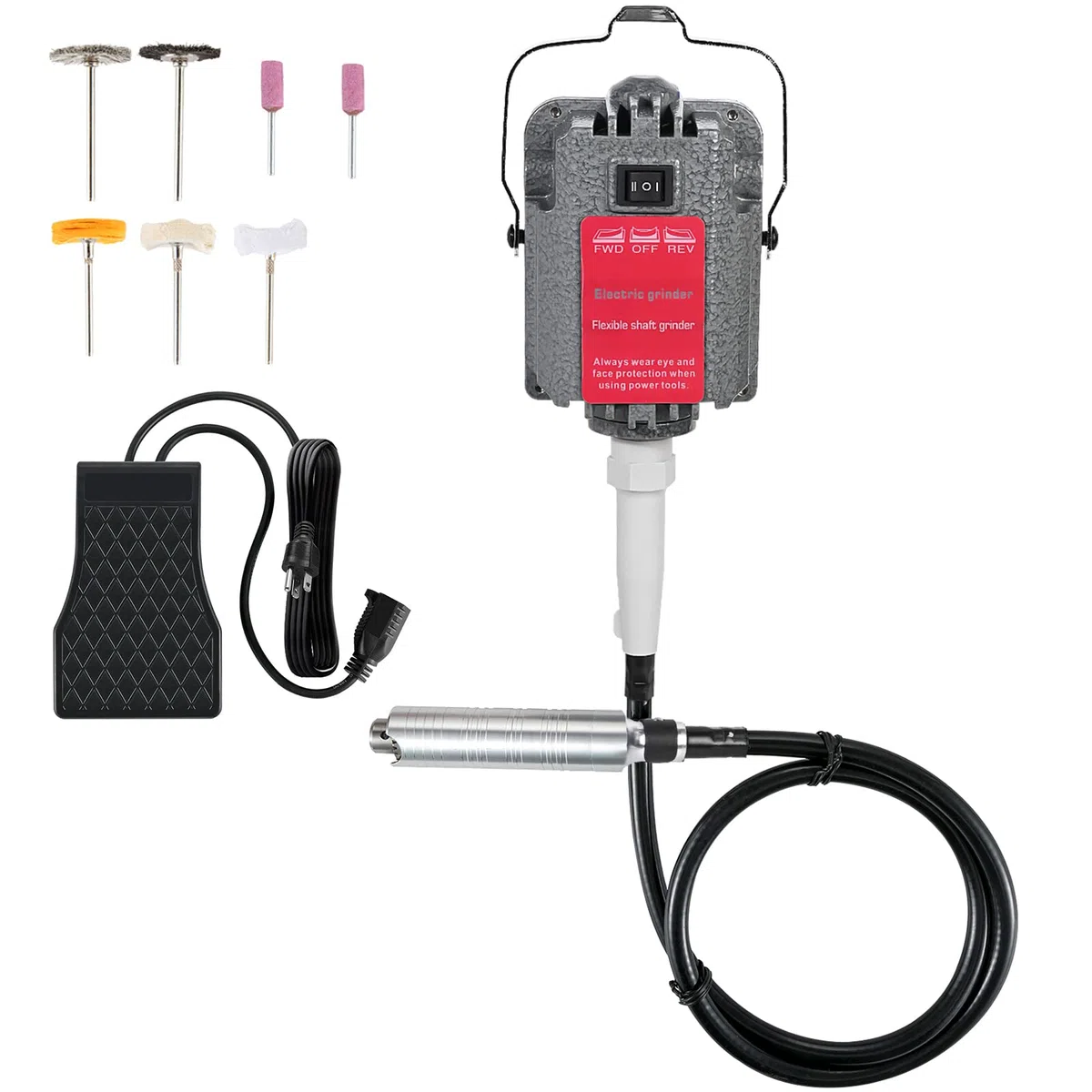 VEVOR Mulino Flessibile Sospeso SR 230w, Albero Motore Flessibile per Incisione SR con Preciso Mandrino a Tre Griffe, con Motore in Rame Puro, per Riparazione, Perforazione, Molatura, Lucidatura