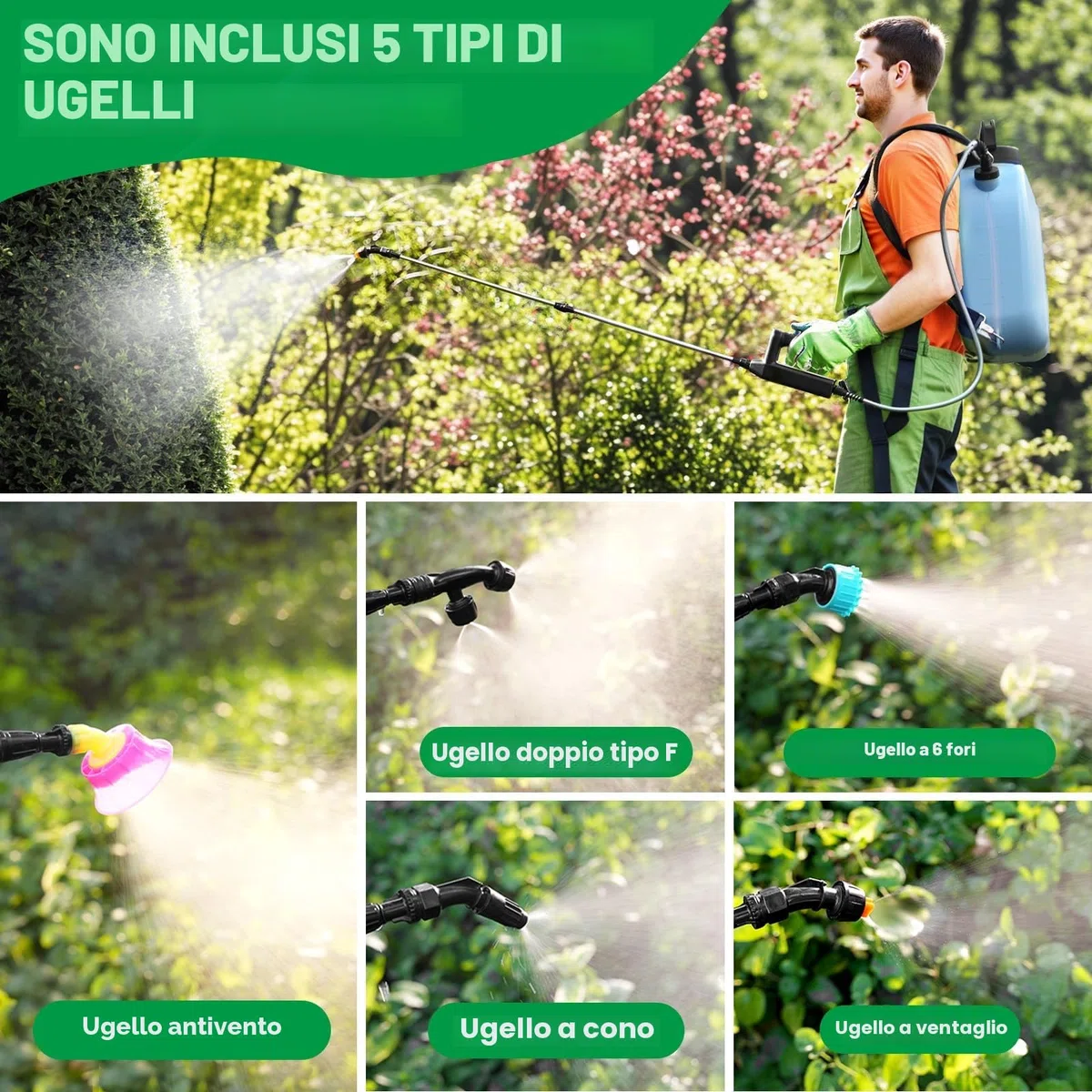 SYLSTAR Pompa Irroratrice a Batteria 12L, 3 Velocità Pompa a Spalla a Batteria con Indicatore, 7,4V Atomizzatore Potente Nebulizzatore Giardino con 5 Ugelli Regolabili per Giardino Cortile Prato