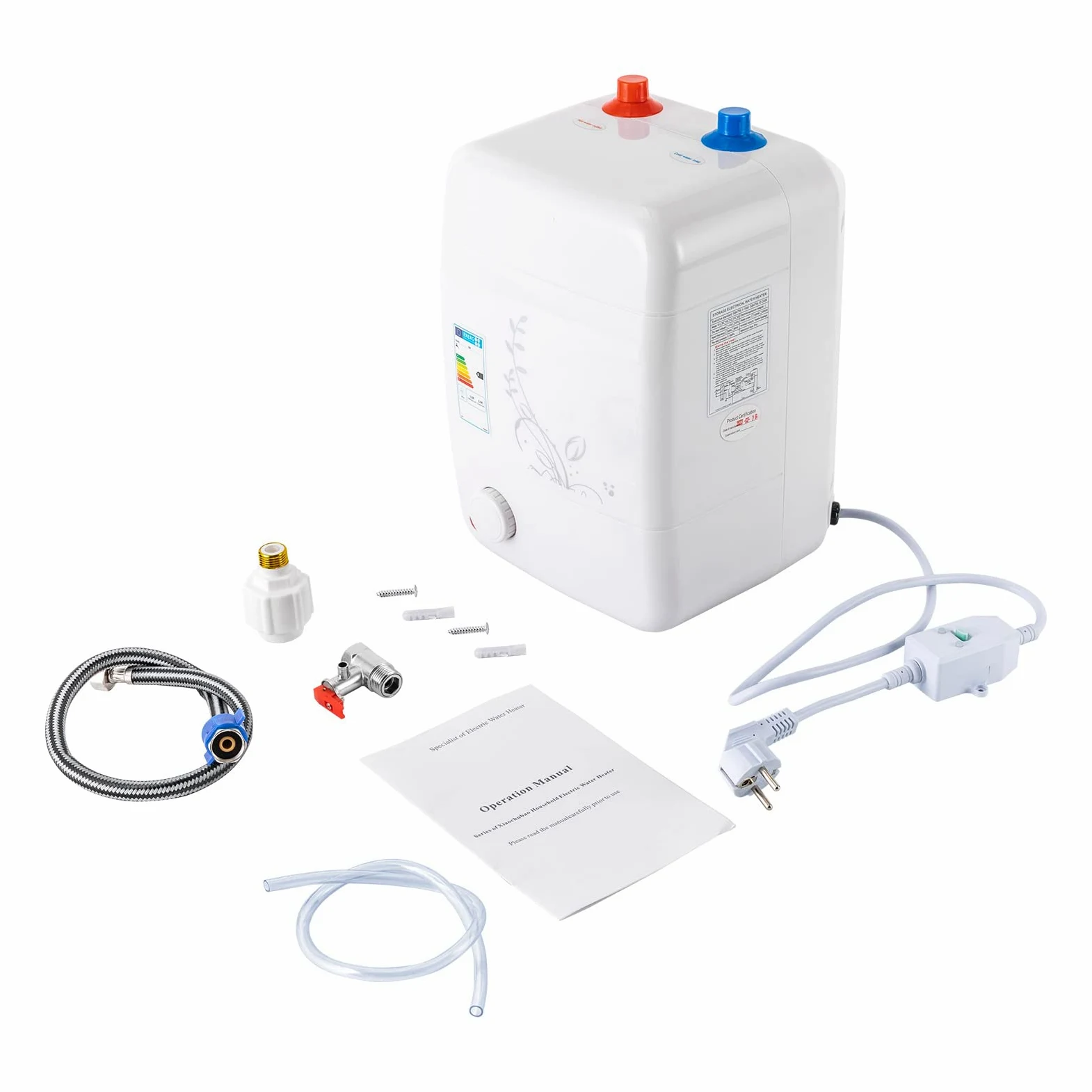 Serbatoio acqua calda da 8 l, resistente alla pressione, 1500 W, scaldabagno elettrico con regolazione della temperatura (30-65 ℃), protezione IPX4 per cucina/bagno, riscaldamento in acciaio inox