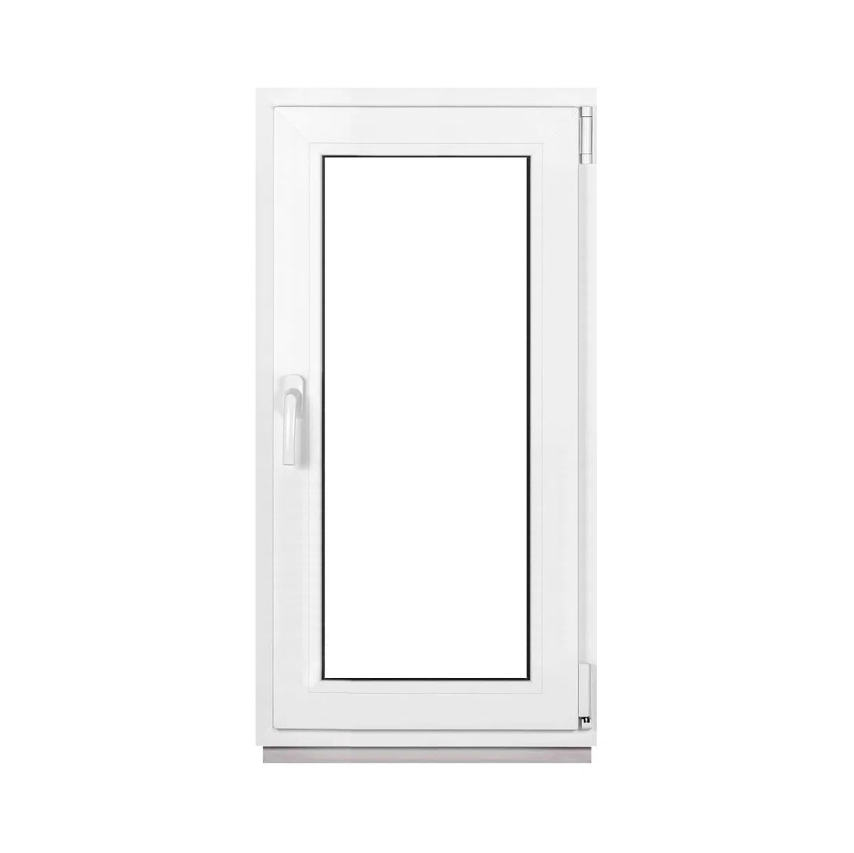 Finestra in Plastica Bianca Larghezza x Altezza 50 x 100 cm (500 x 1000 mm) Triplo Vetri (32 mm), Anta-Ribalta, Girevole DIN Destra – Premium