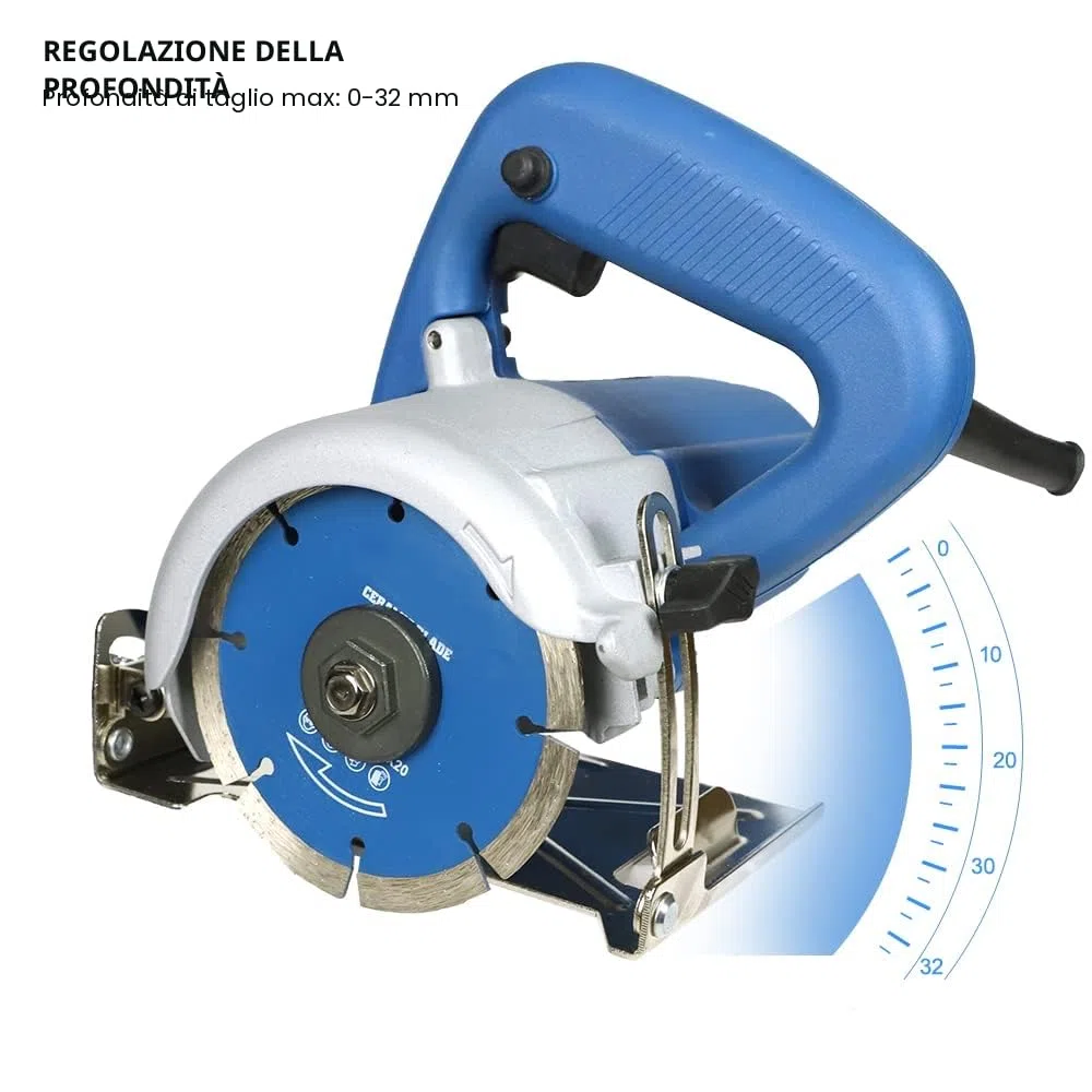 Tagliapiastrelle Hancaner Sega da taglio a secco,1200W,con disco da taglio ad alta resistenza,12000 giri/min e taglio smussato 0-45 gradi,per marmo,piastrelle,ceramica,legno,PVC